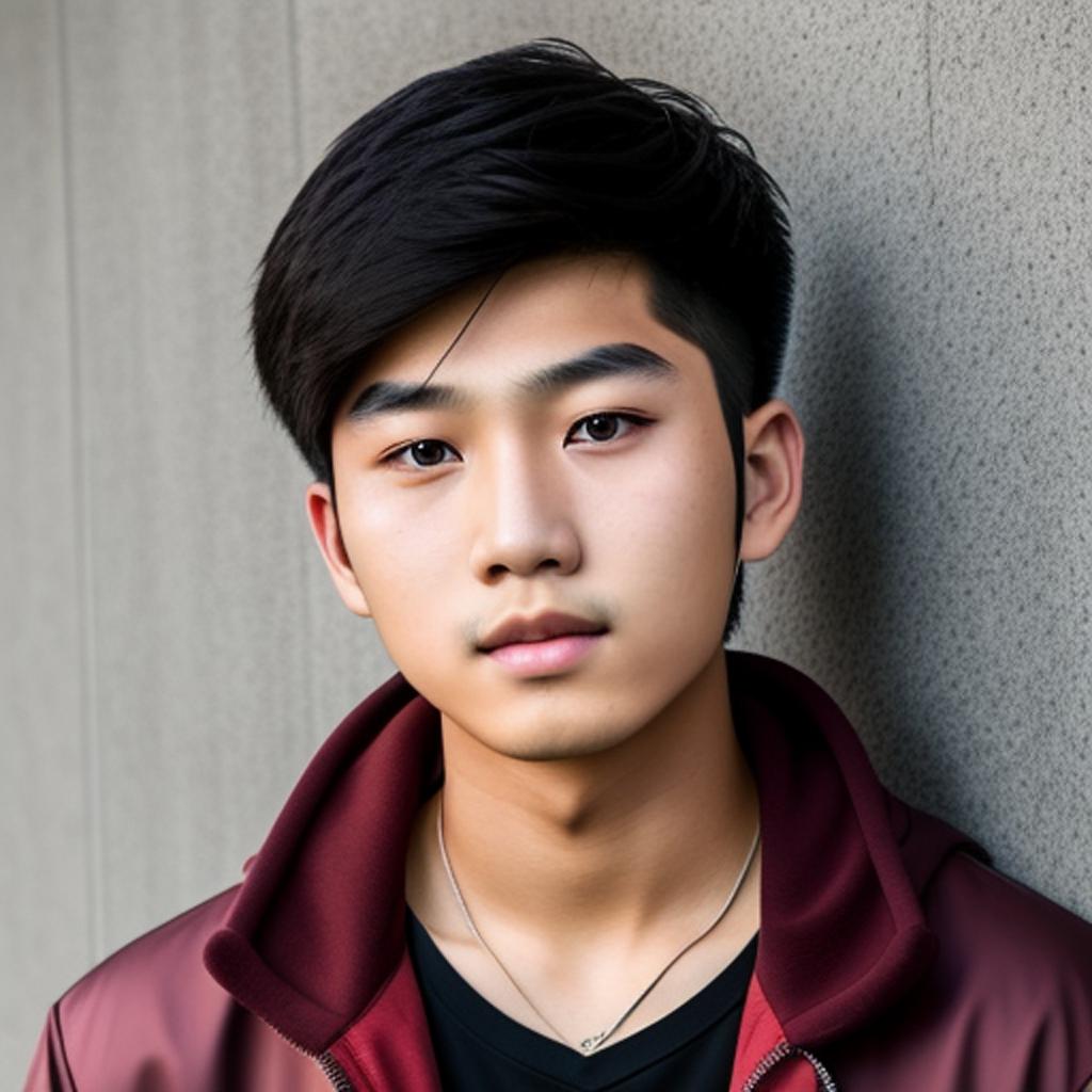 Asian teenager handsome Portrait by @ai_generated