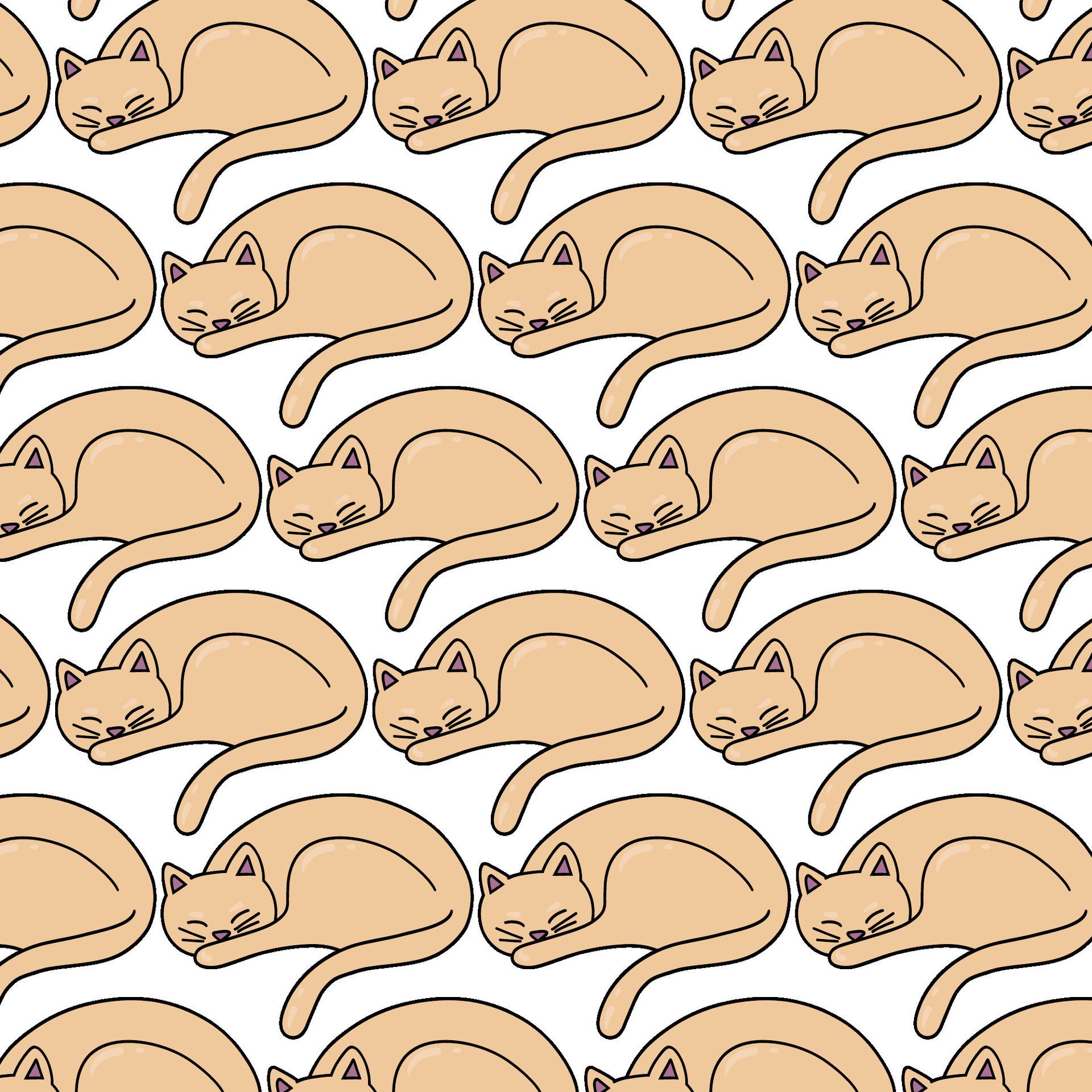 Seamless pattern lazy cat, illustration Free Vector