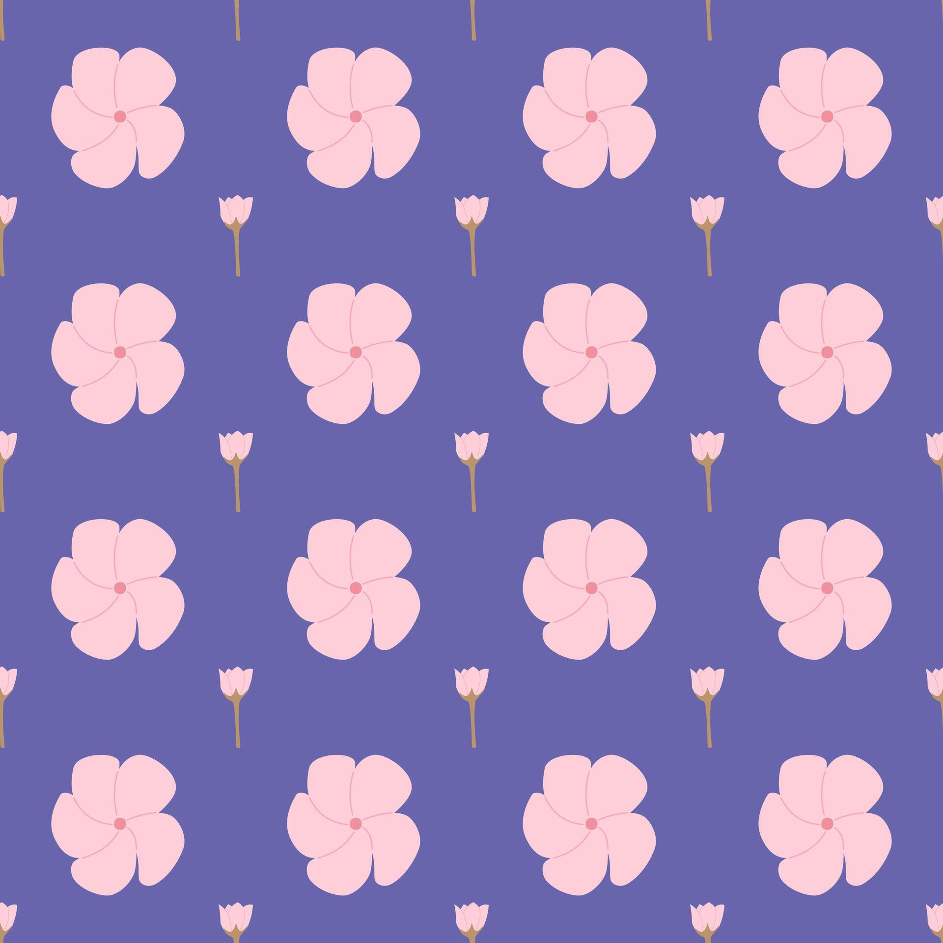 A seamless pattern of Frangipani and pink flower blooming in a spring minimal shape floral concept, Vector Stock Free