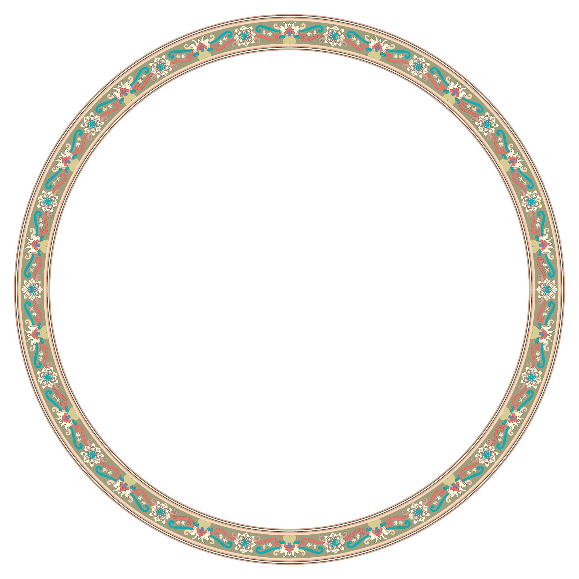 circular frame border photo frame ethnic floral tribal pattern Free Vector