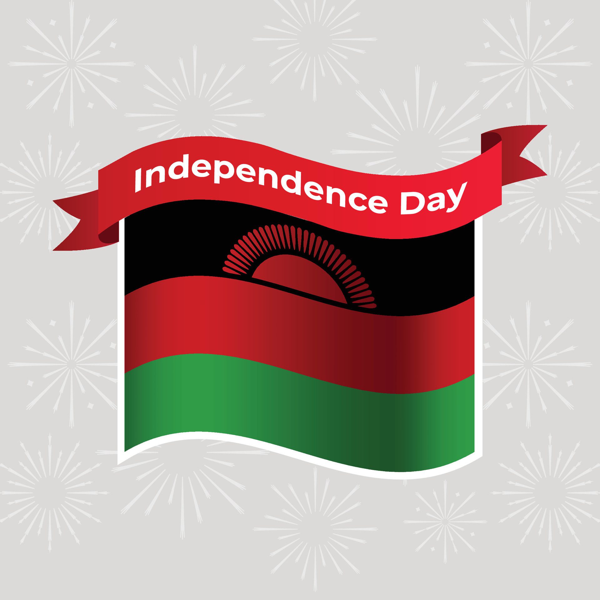 Malawi Wavy Flag Independence Day Banner Background Free Vector