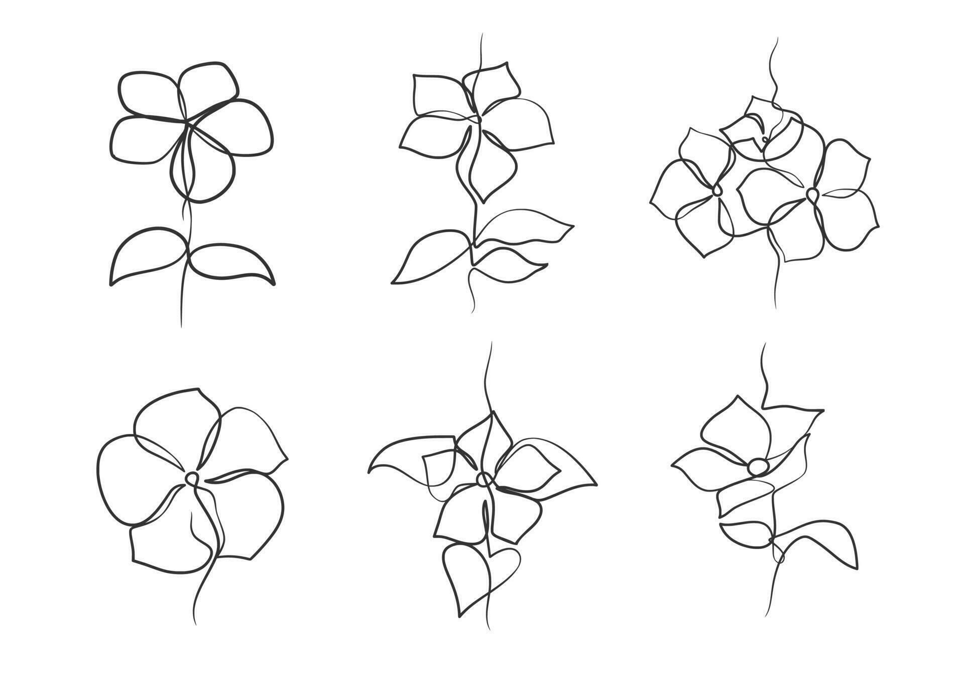 Continuous one line art drawing of beauty periwinkle flower Stock Free