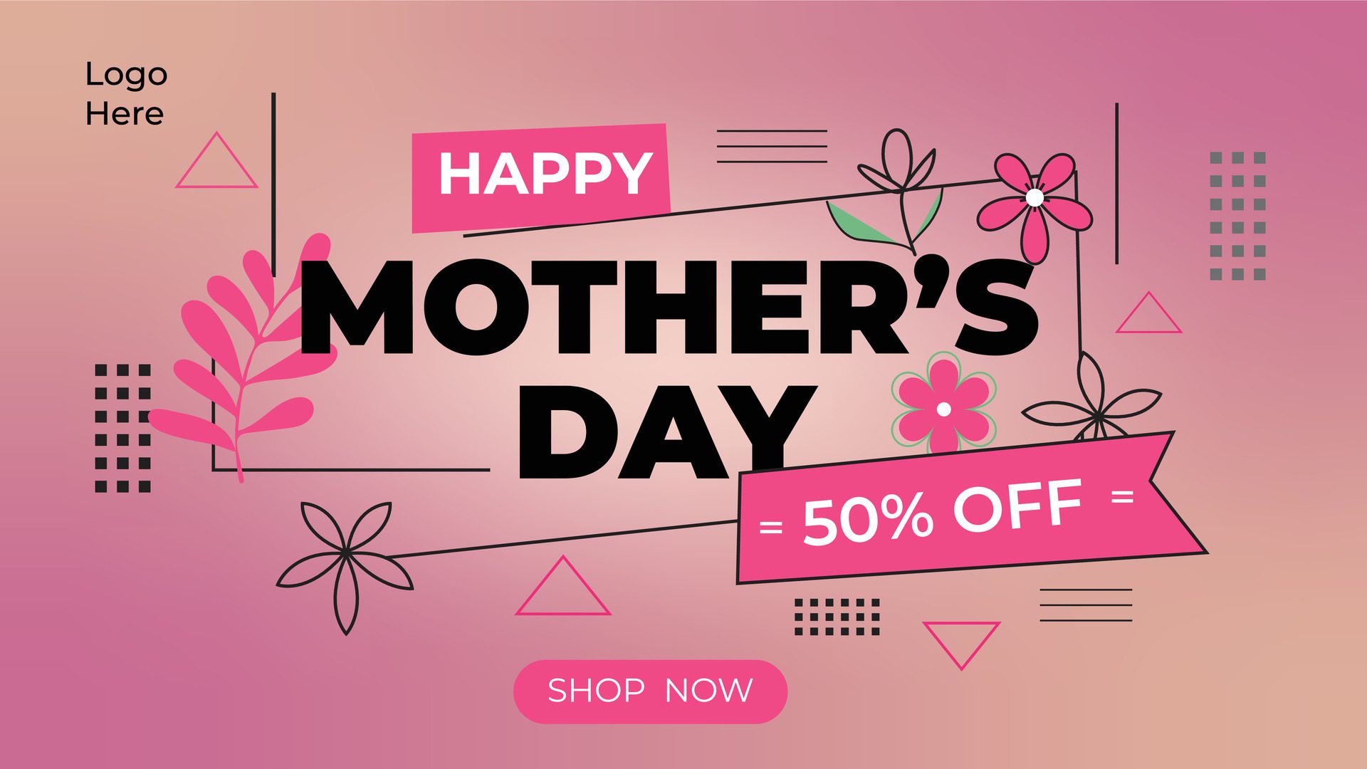 Mother day sale banner template. Free Vector