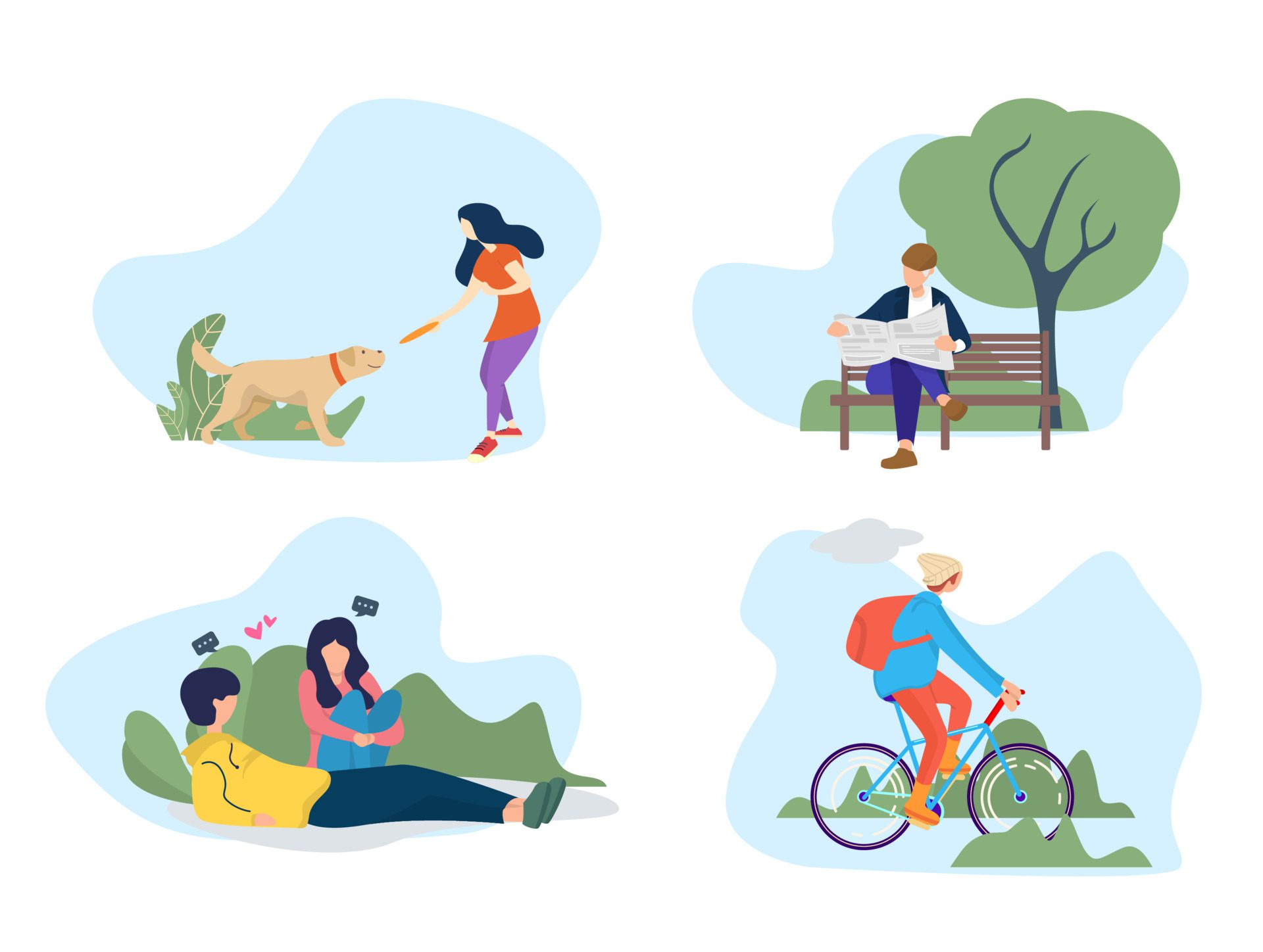 Summer people activity in the park Free Vector