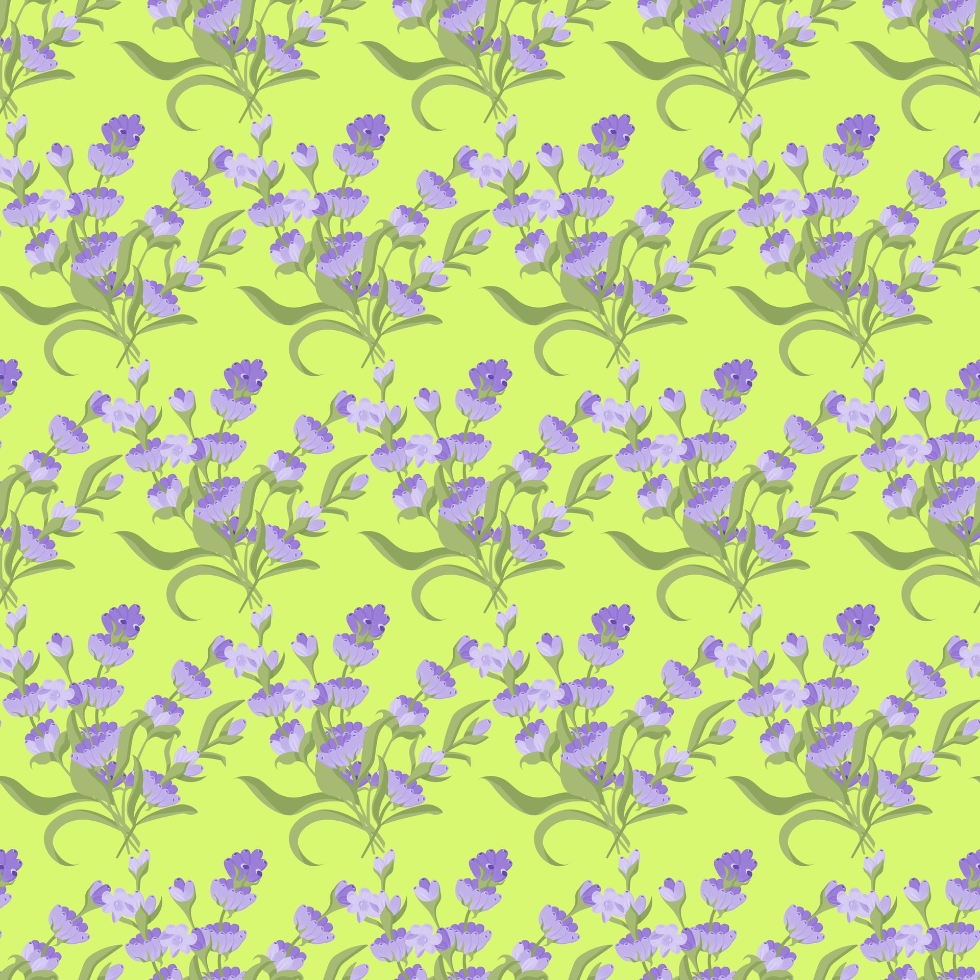 A sprig of lavender. Purple flower. Seamless pattern. illustration. Free Vector