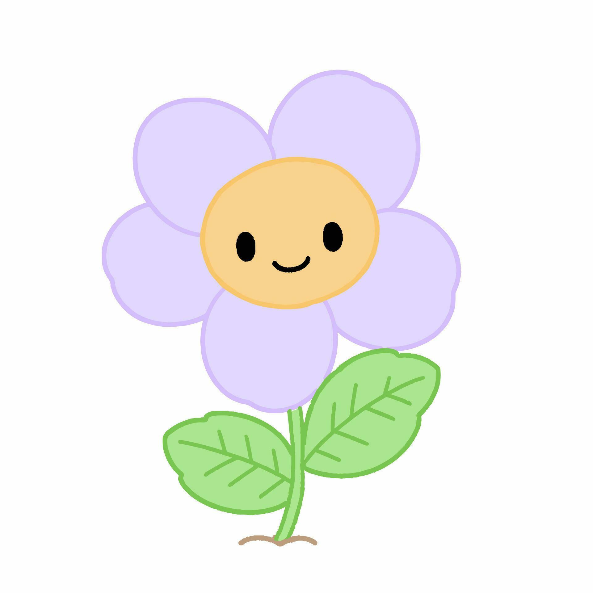 Cartoon style flower. Hand drawn Vector illustration. Stock Free