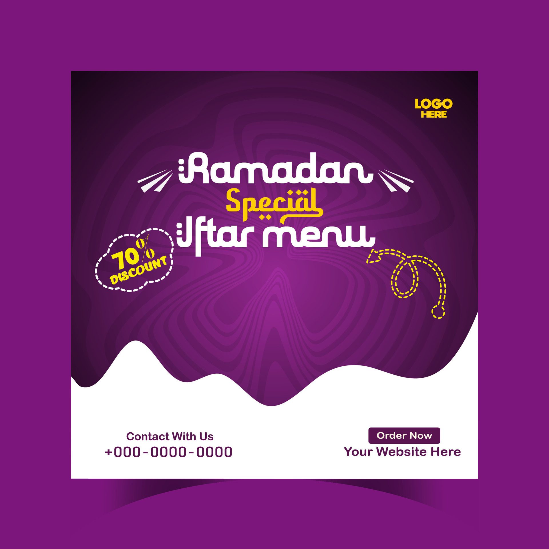 Ramadan iftar menu food post design and social media banner template Free Vector