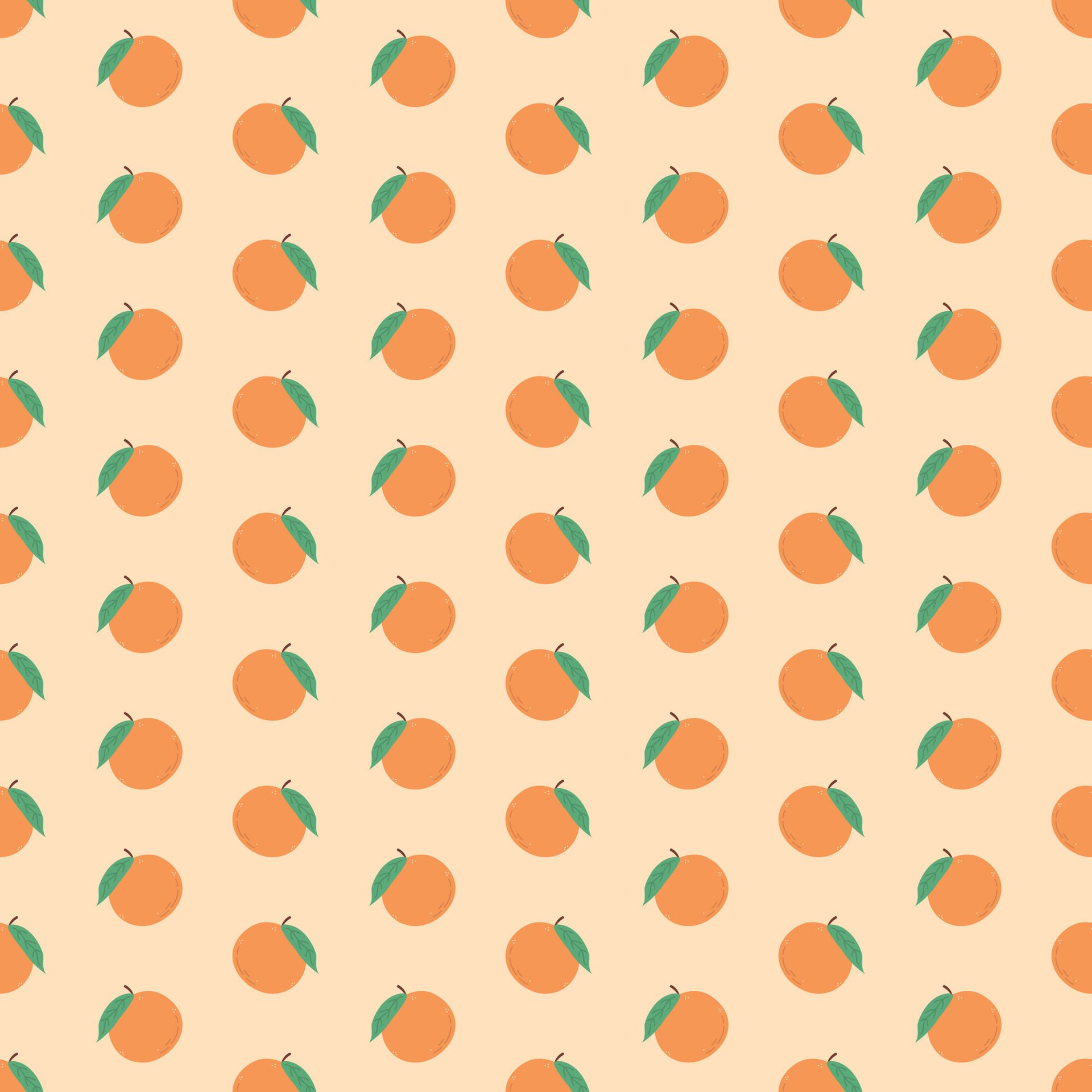 Orange Seamless Pattern With Leaves Free Vector