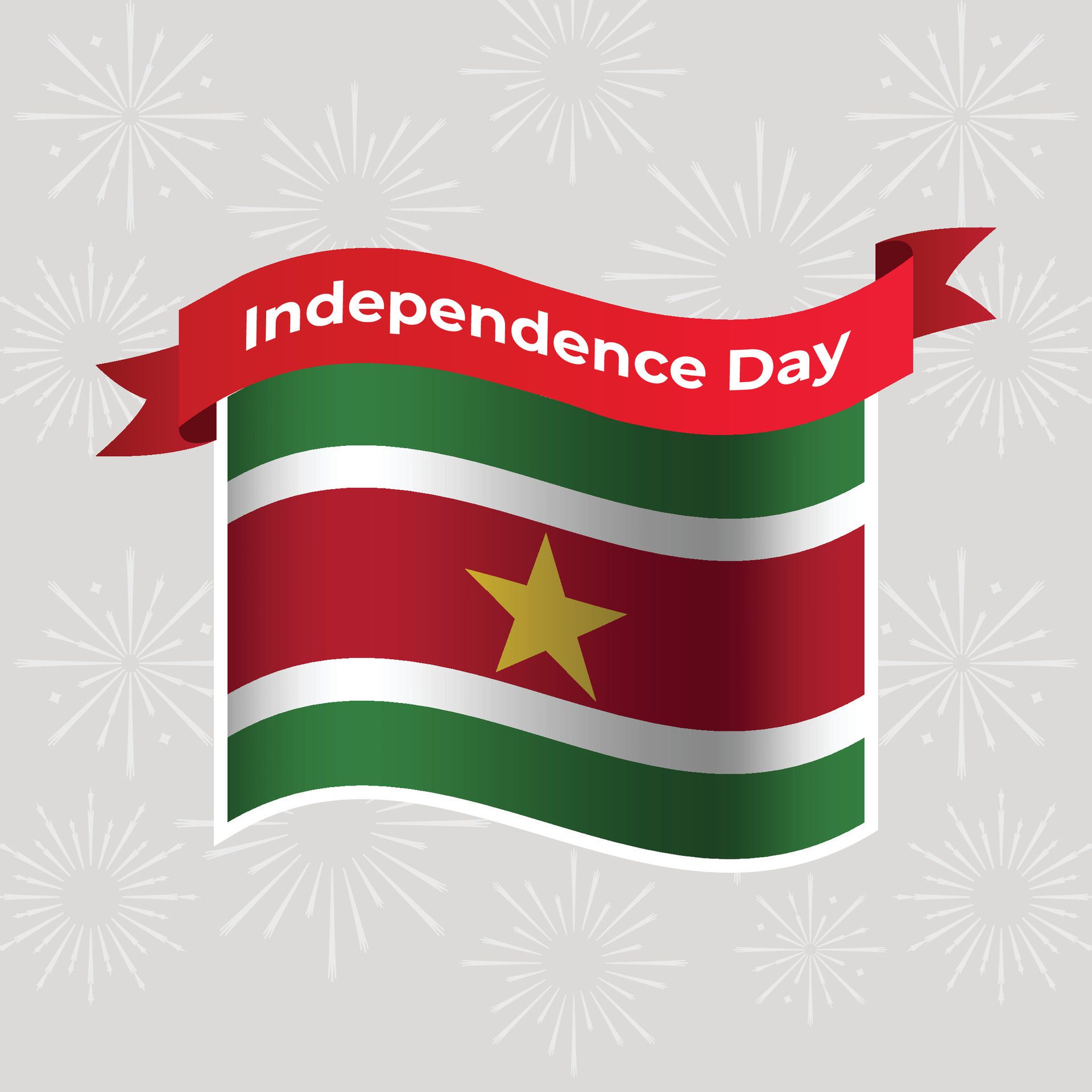 Suriname Wavy Flag Independence Day Banner Background Free Vector