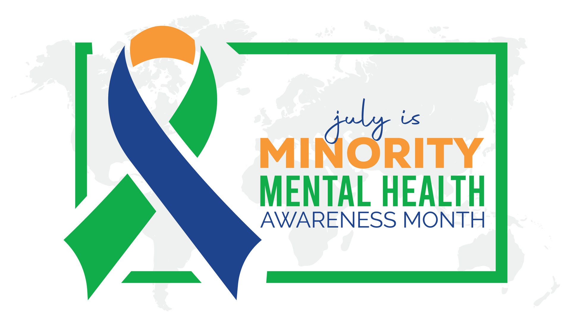 National Minority Mental Health Awareness Month observed every year in July. Template for background, banner, card, poster with text inscription. Free Vector