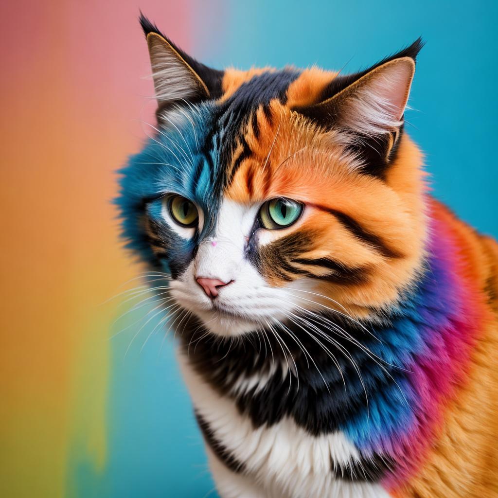 Gato pintado de colores by @ai_generated