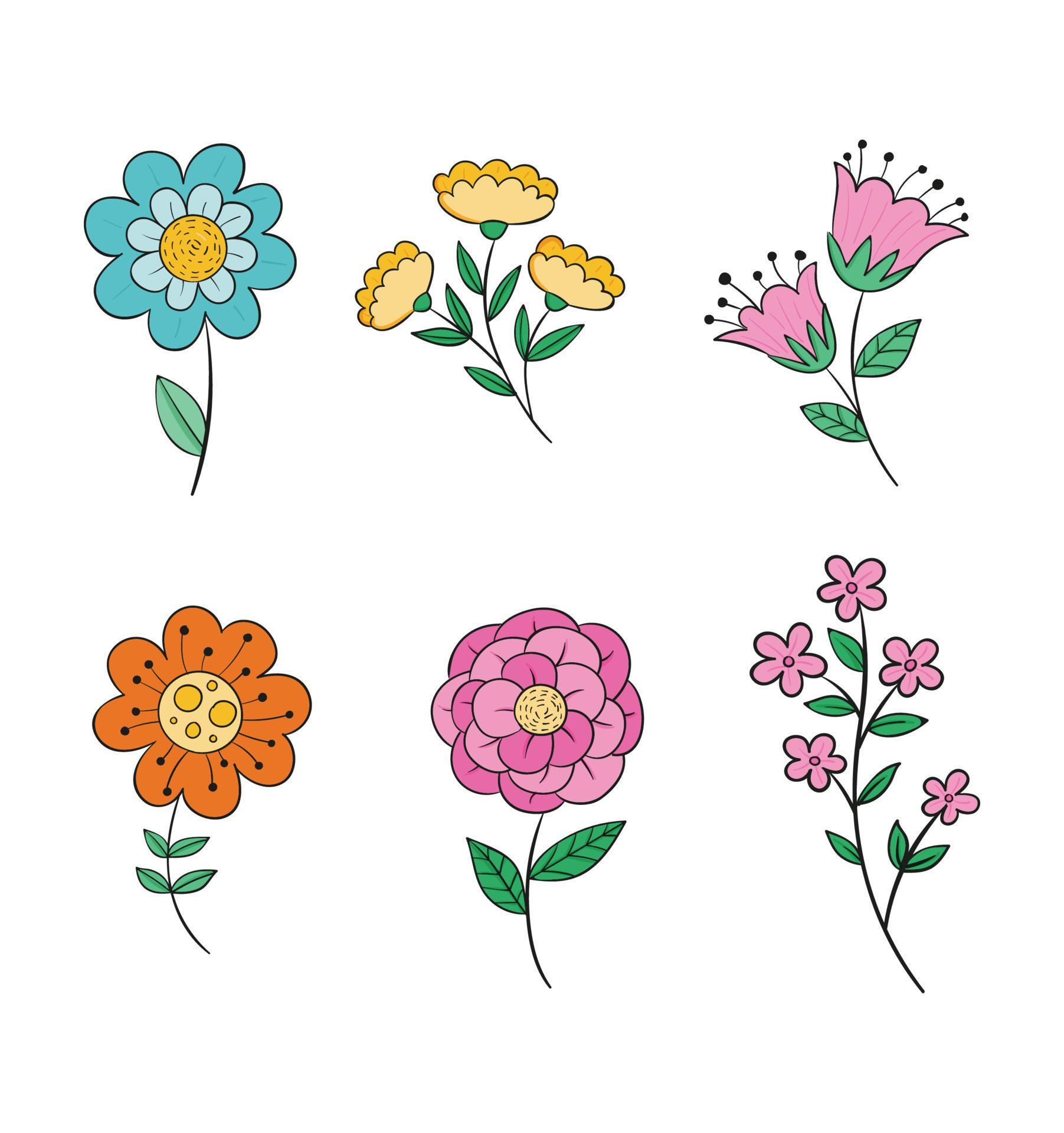 cute spring flowers vector collection Stock Free