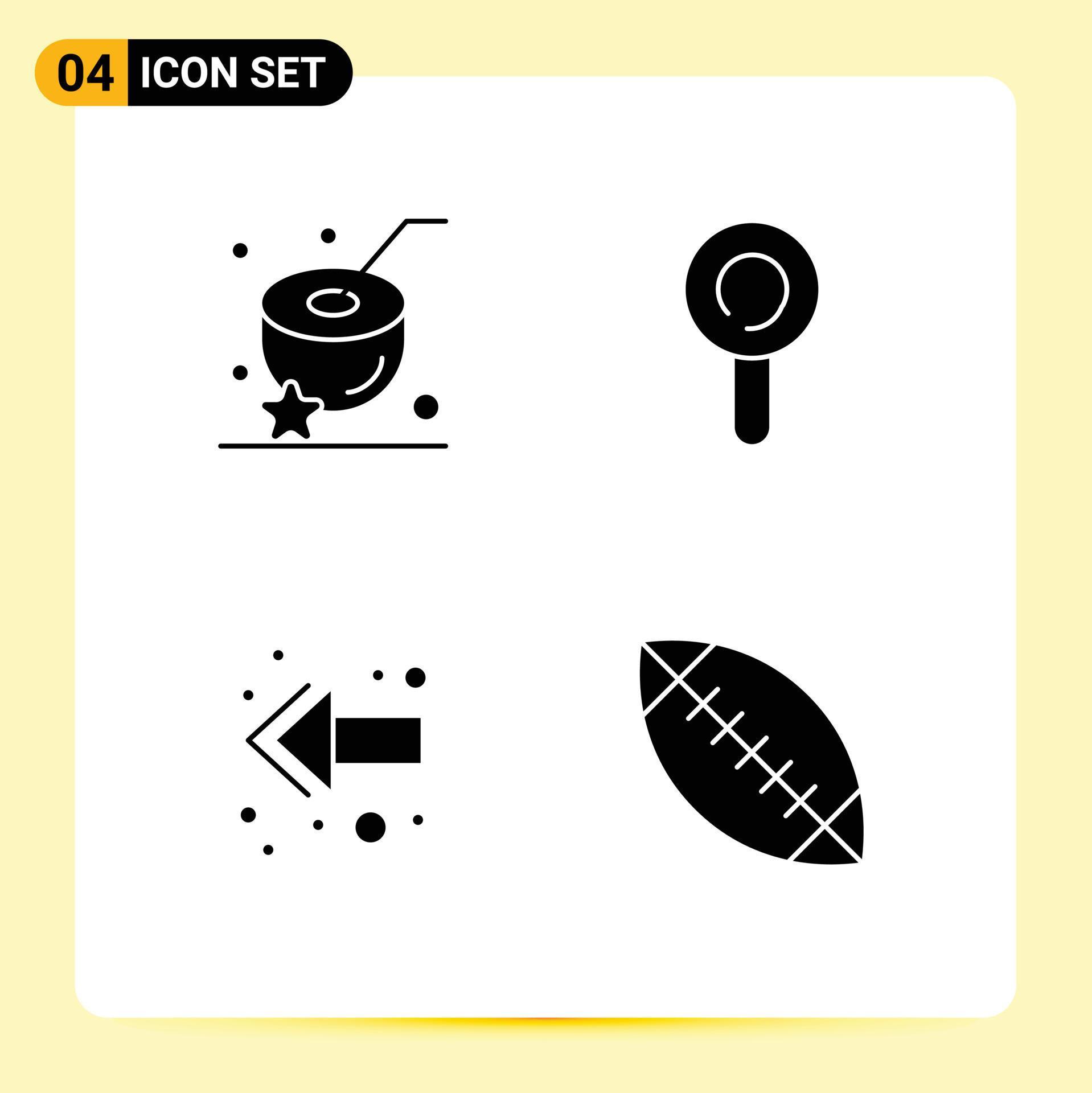 Set of 4 Modern UI Icons Symbols Signs for coconut american drink arrow sport Editable Vector Design Elements Stock Free and Free SVG