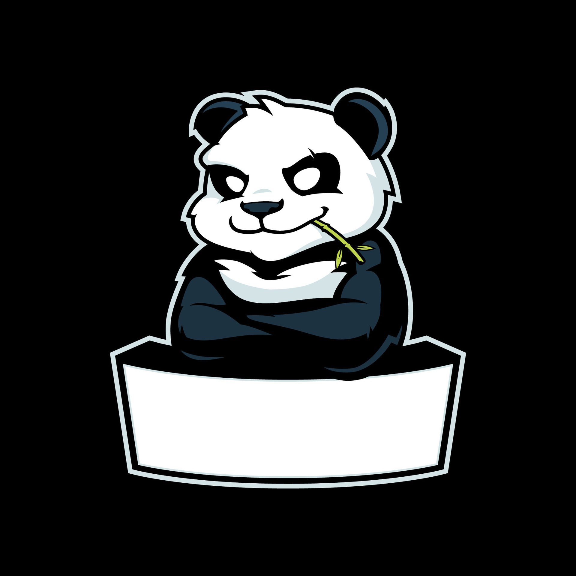 Panda sport mascot logo with blank banner template Free Vector