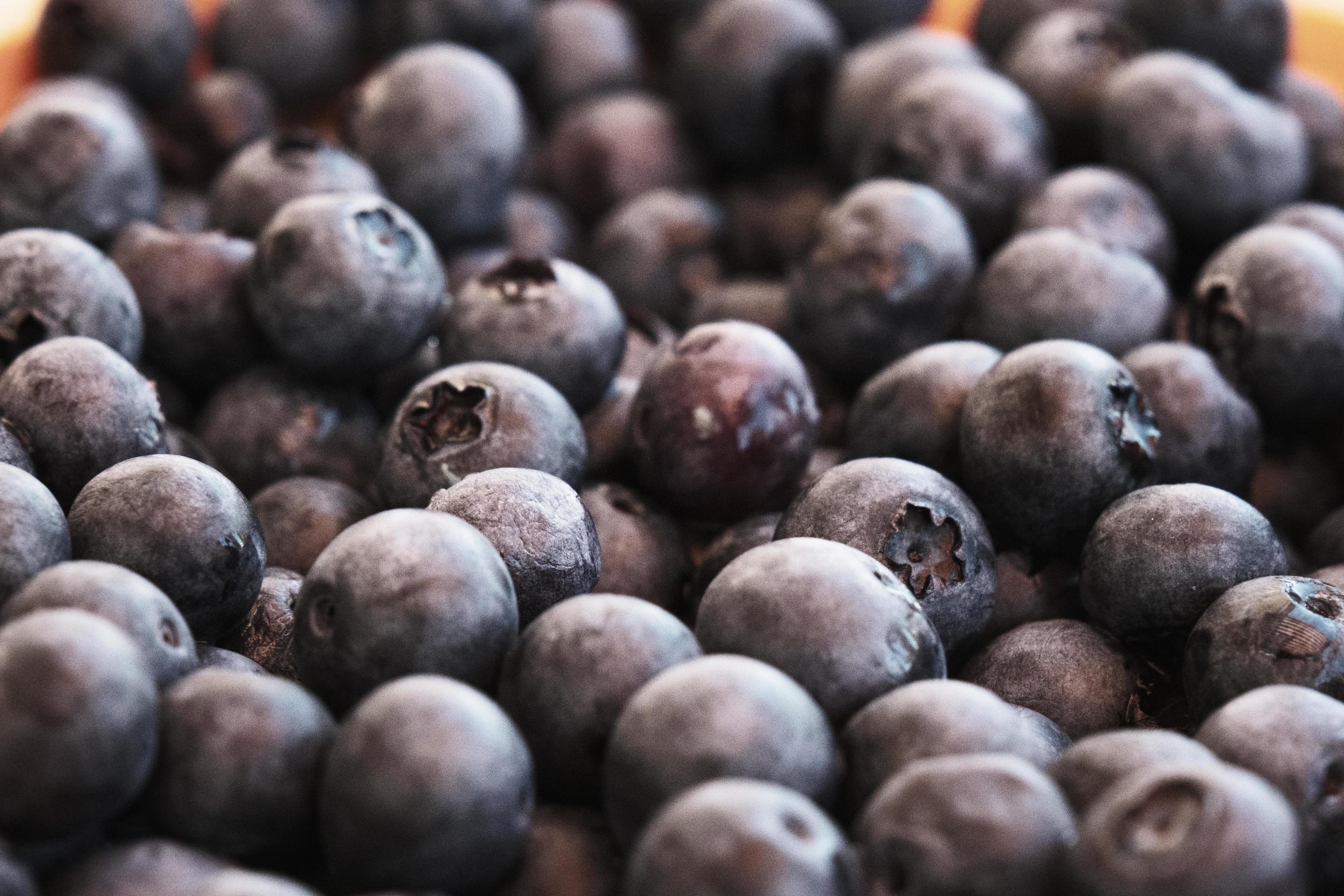 Fresh blue berries texture and pattern, ripe purple blueberry on the eco market stall, natural food, diet health nutrition, background. Stock Free