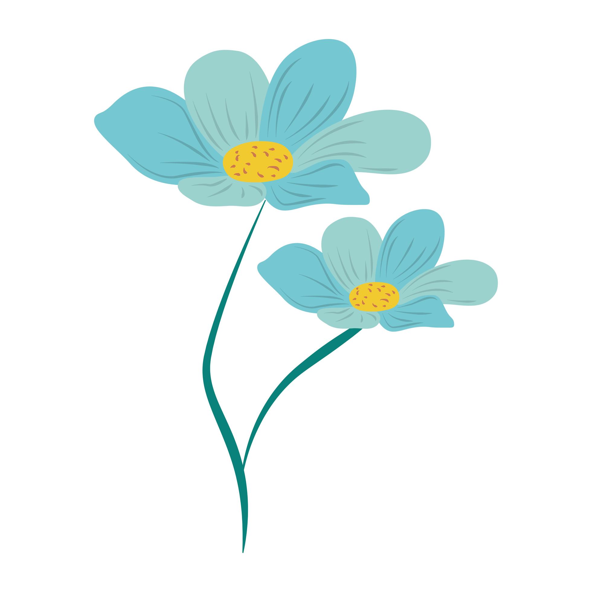 blue flowers floral nature isolated icon vector Stock Free