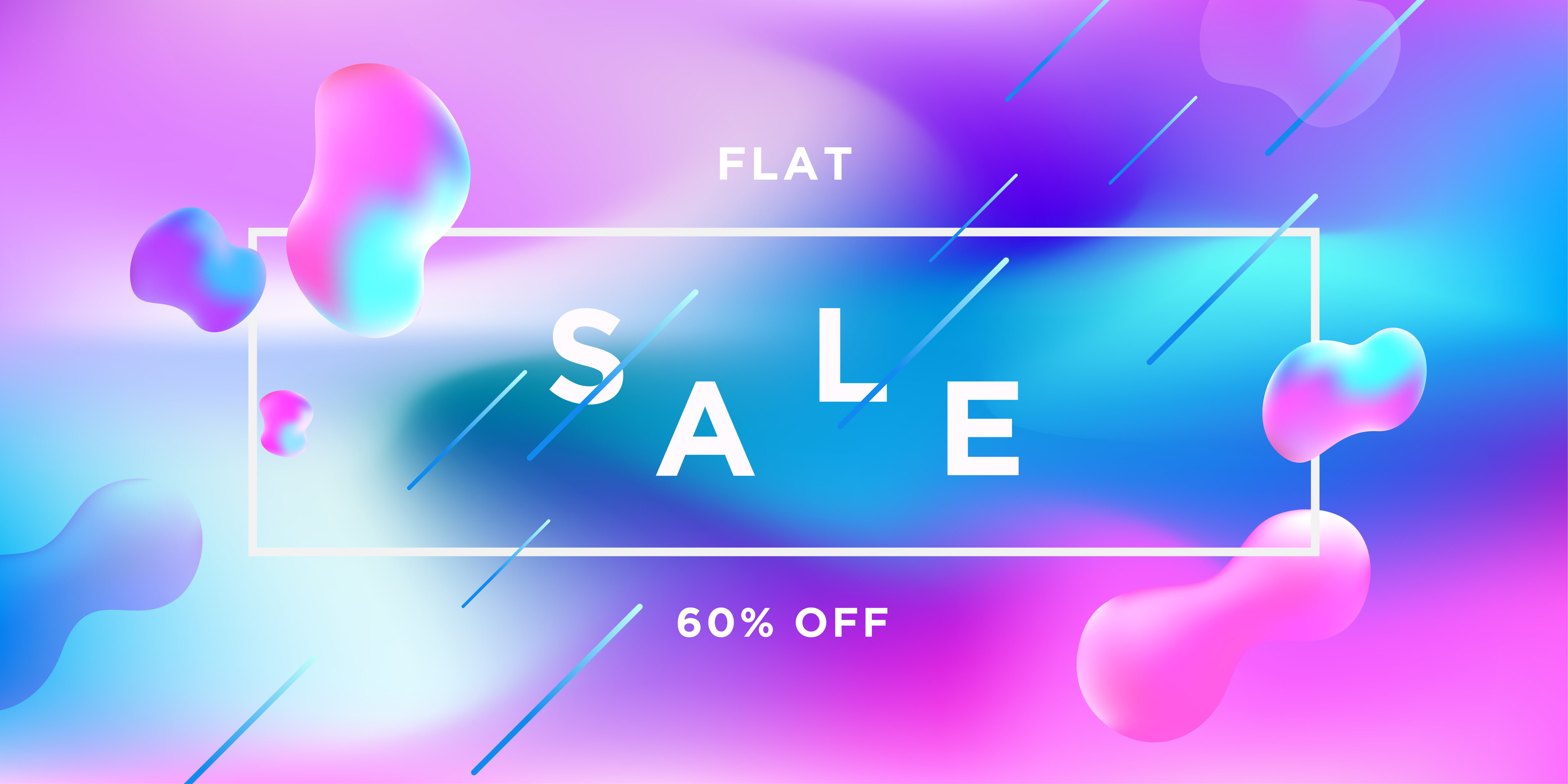 Pink and Blue Gradient Liquid Shapes Sale Banner Free Vector