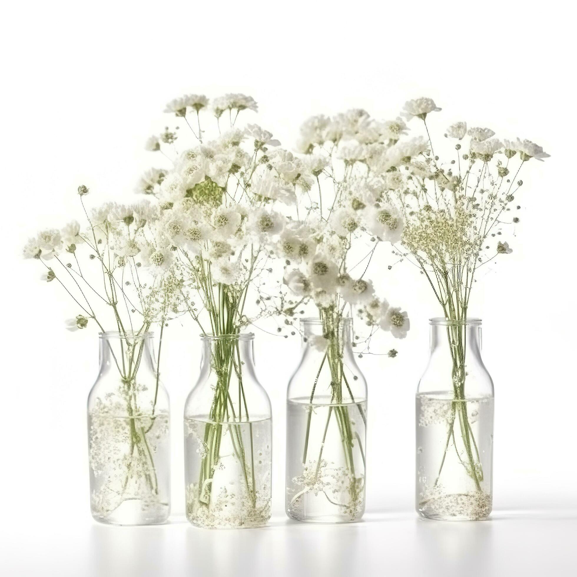 Gypsophila flowers isolated on white background, generate ai Stock Free