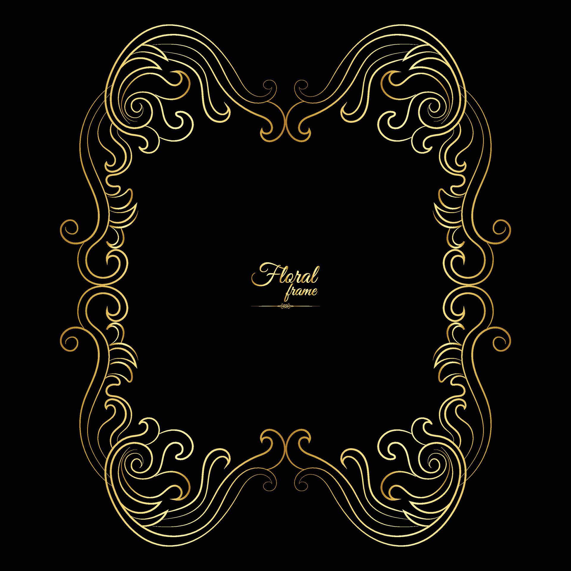 Vector luxury decorative golden vintage frames and borders. retro ornamental frame art and flower isolated floral background Stock Free