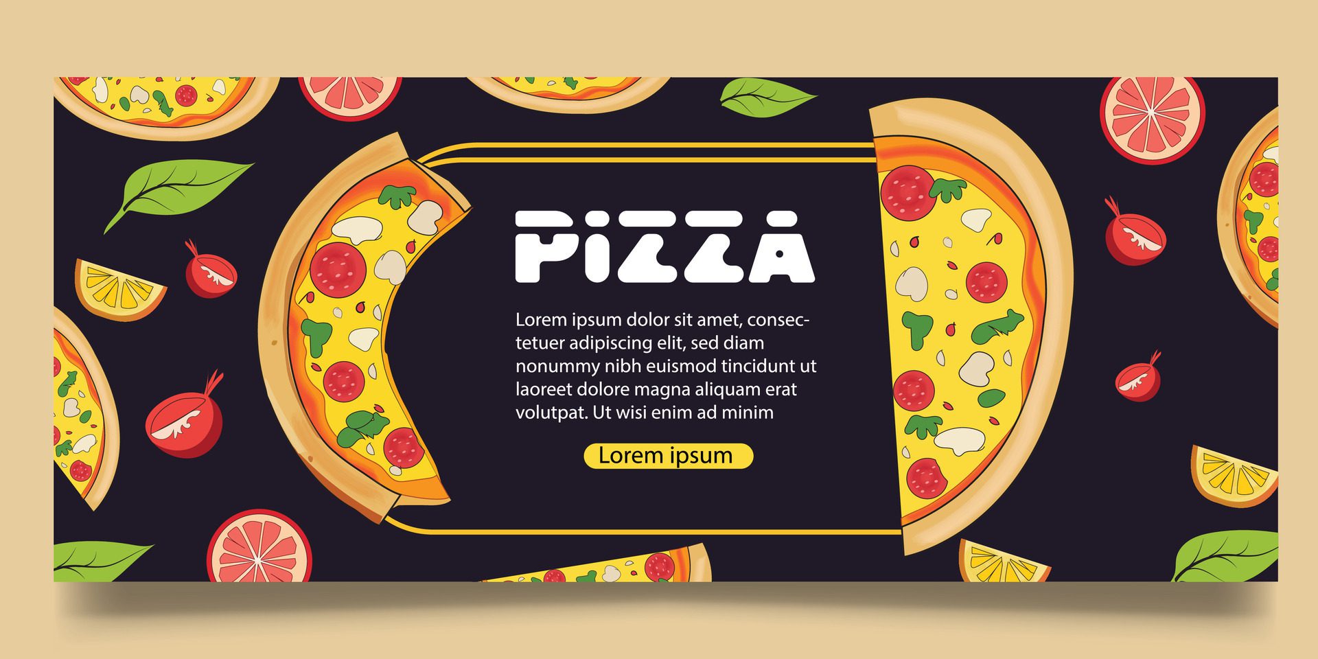 
									Fast food restaurant Banner and pizza Free Vector