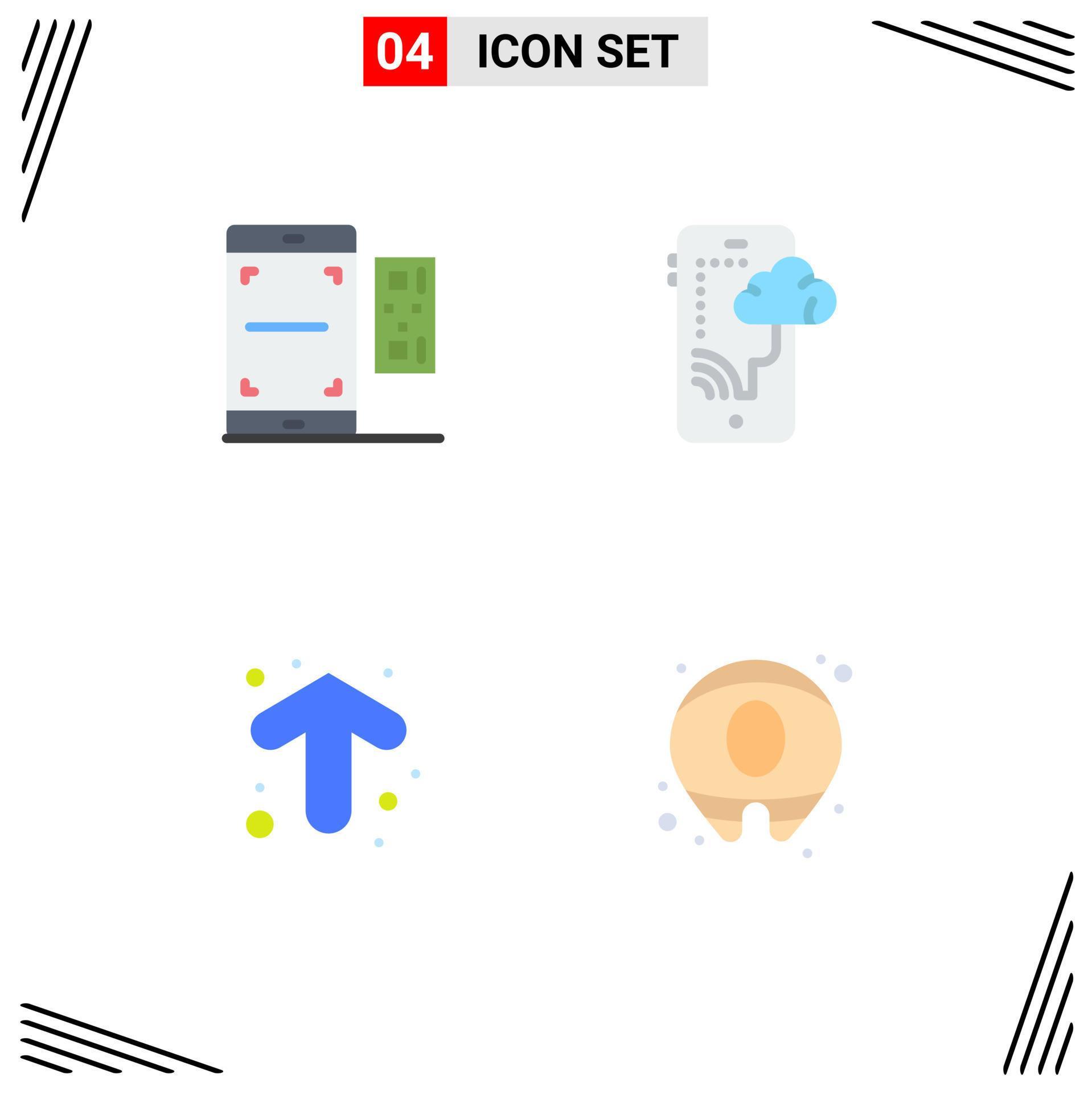 4 User Interface Flat Icon Pack of modern Signs and Symbols of code arrow smartphone connection up Editable Vector Design Elements Stock Free