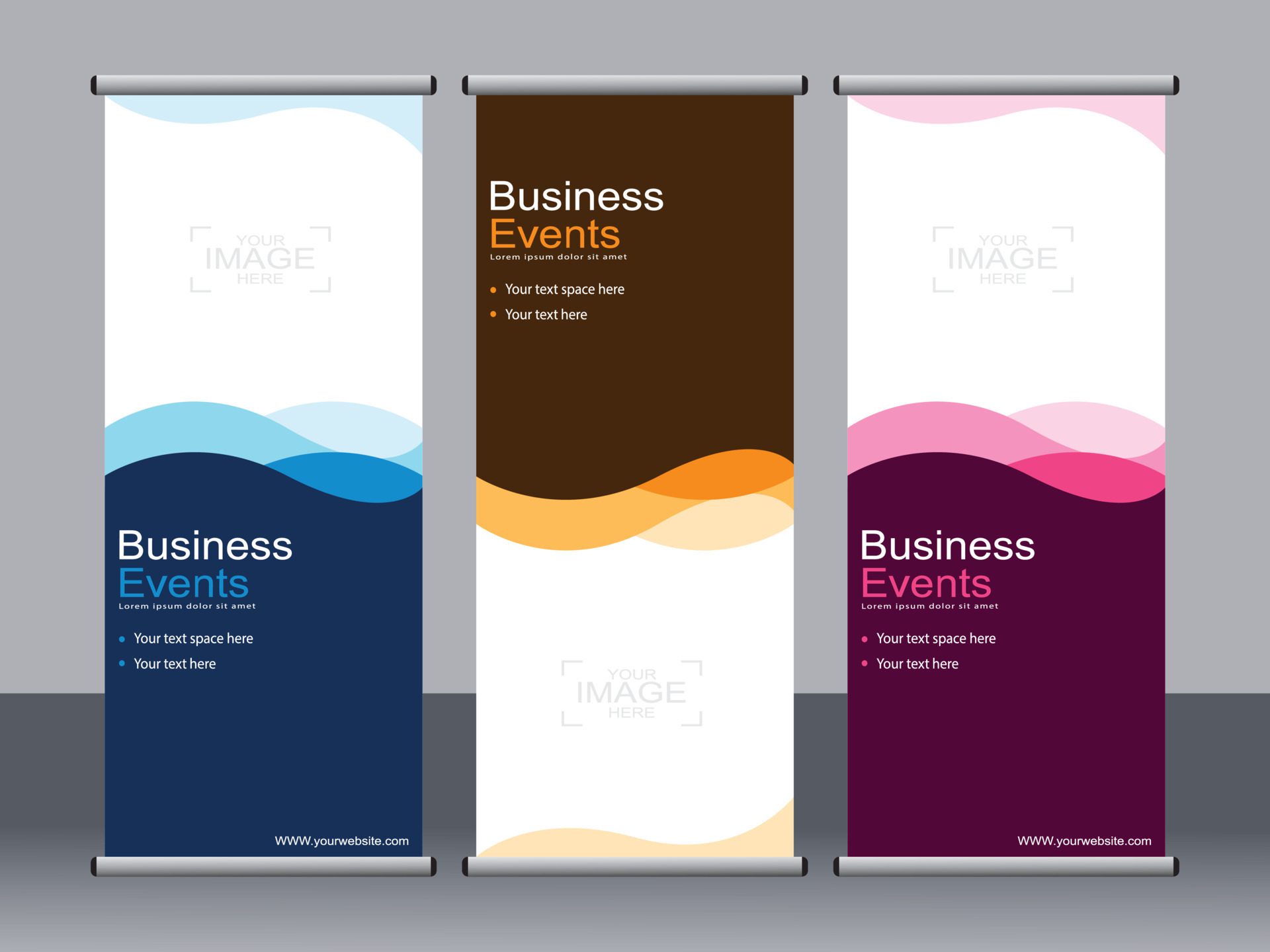 
									Business banner roll up set standee banner template. Free Vector