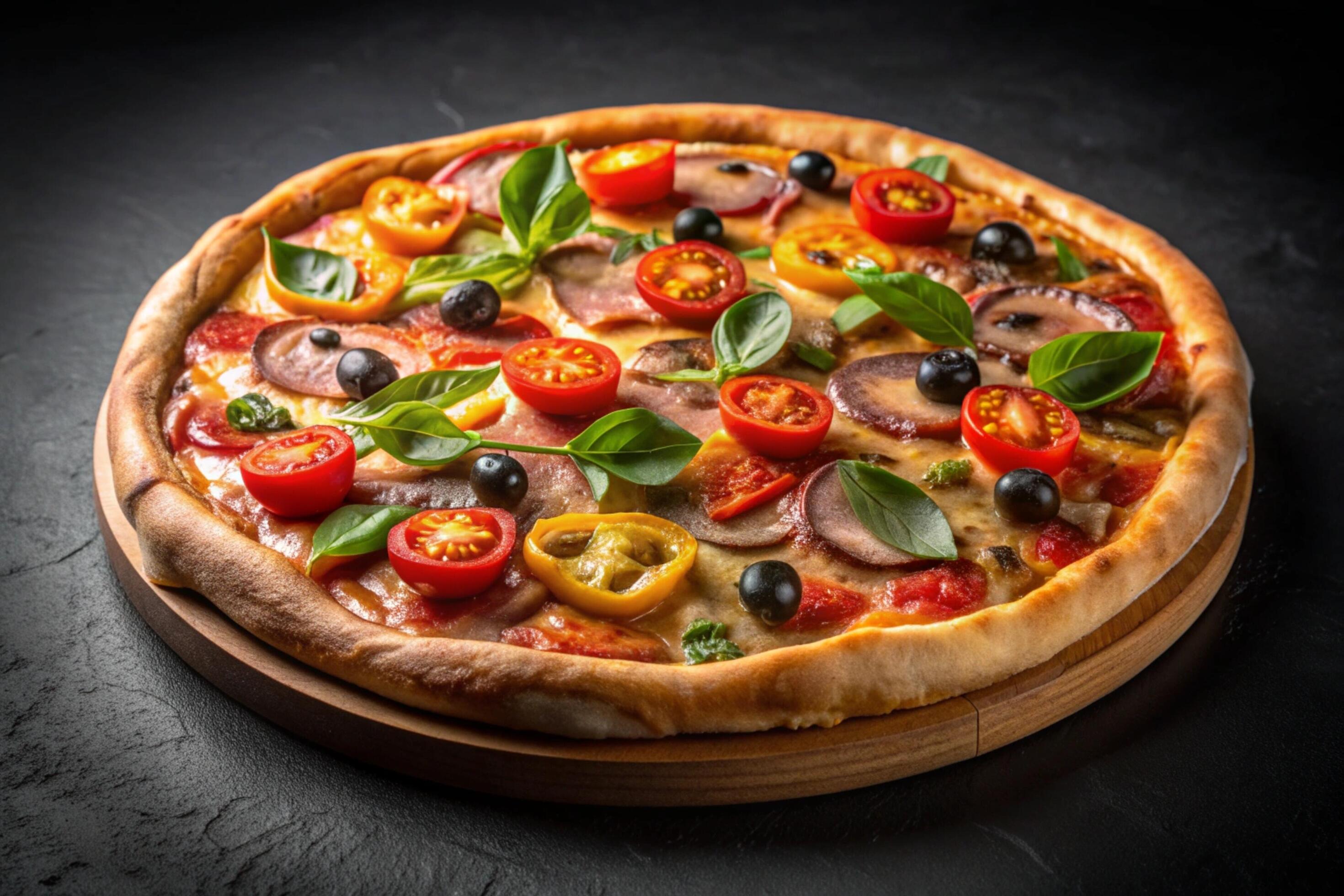 Pizza photo isolated on simple background Stock Free