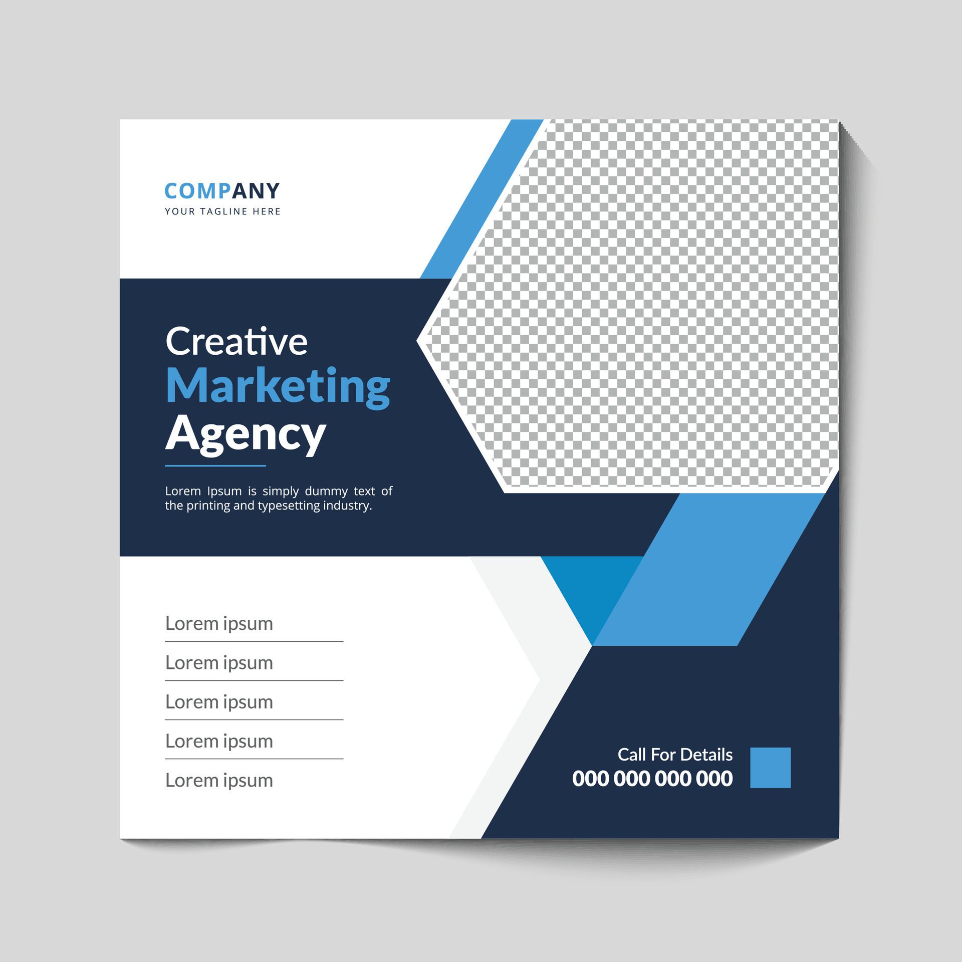 Marketing Agency Social Media Post, Digital Marketing Web Banner, Corporate Square Flyer Template Free Vector