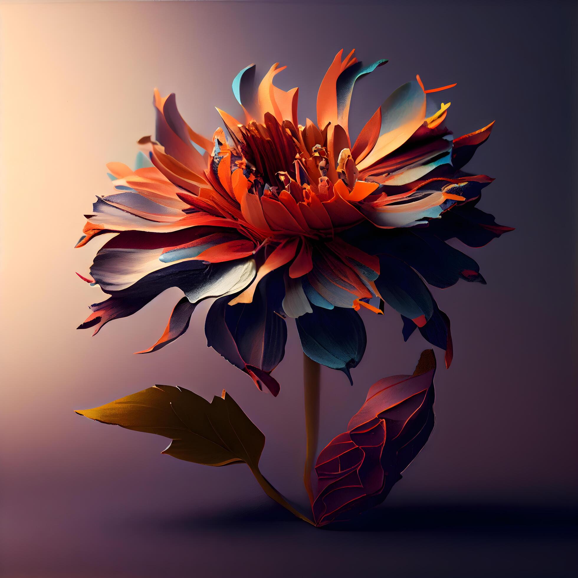 Dahlia flower on a dark background. 3d illustration., Image Stock Free