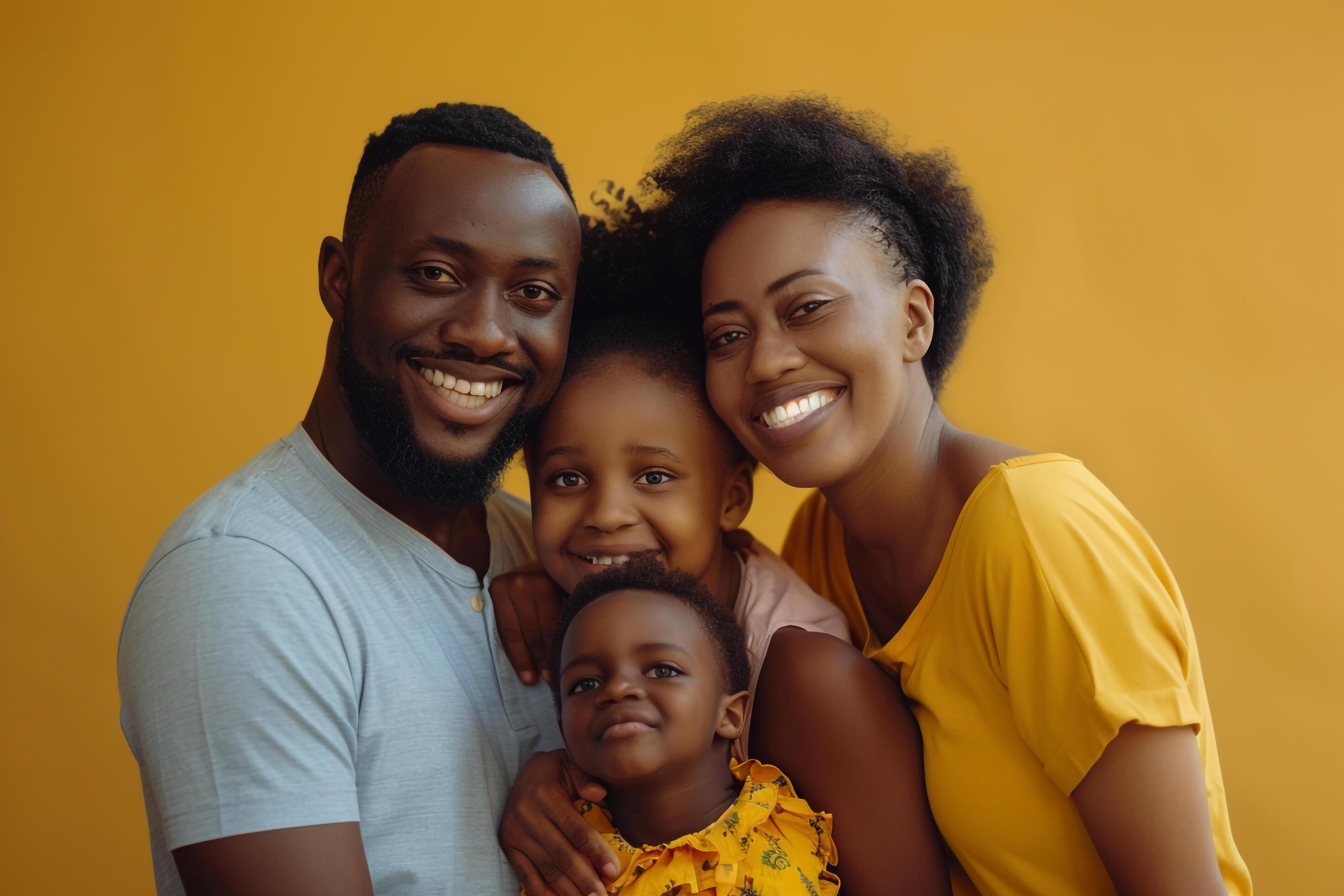 Portrait of a Family Smiling Together in a Relaxed background Stock Free