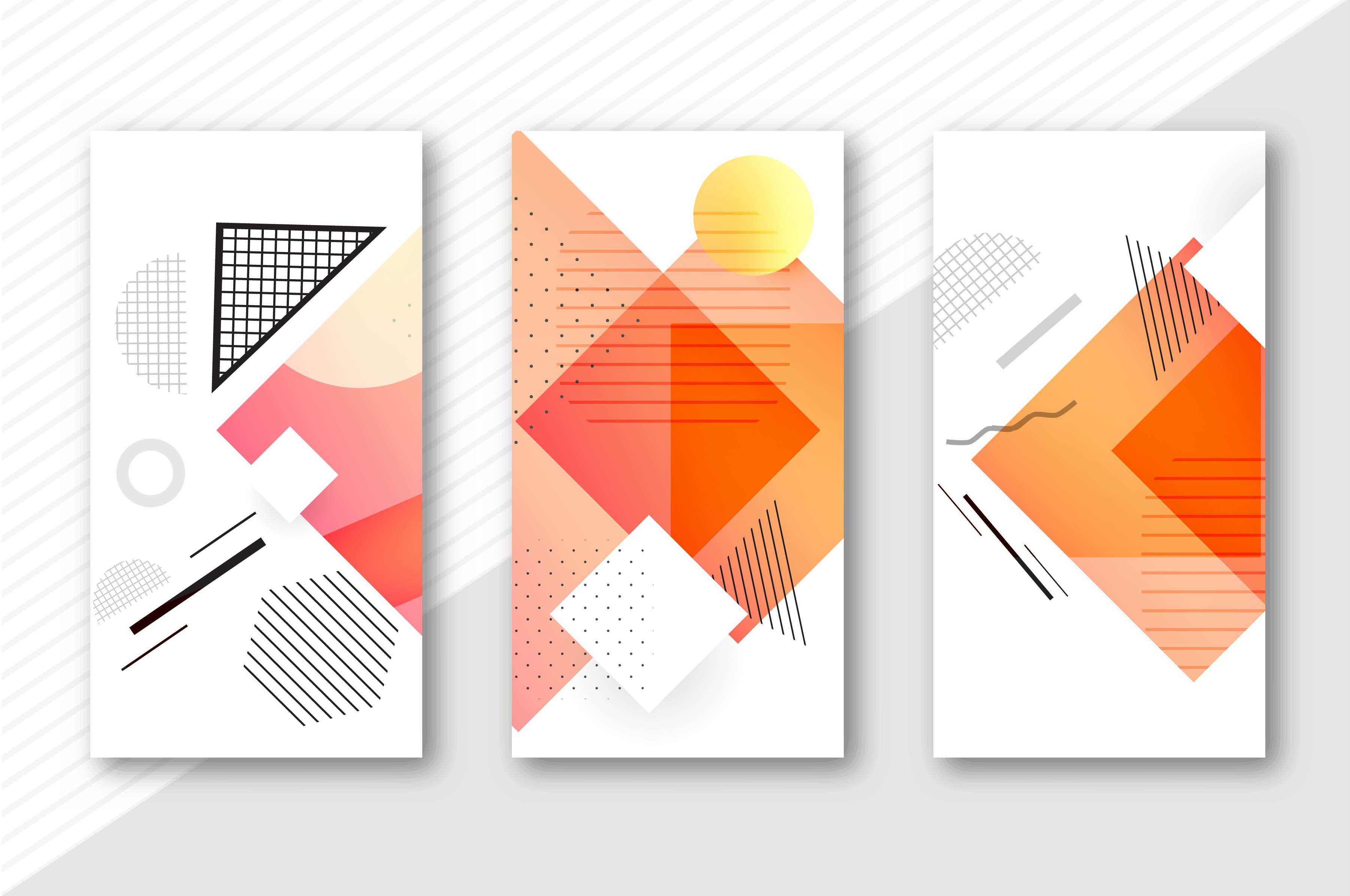 Abstract geometric banners set template vector illustration Free Vector