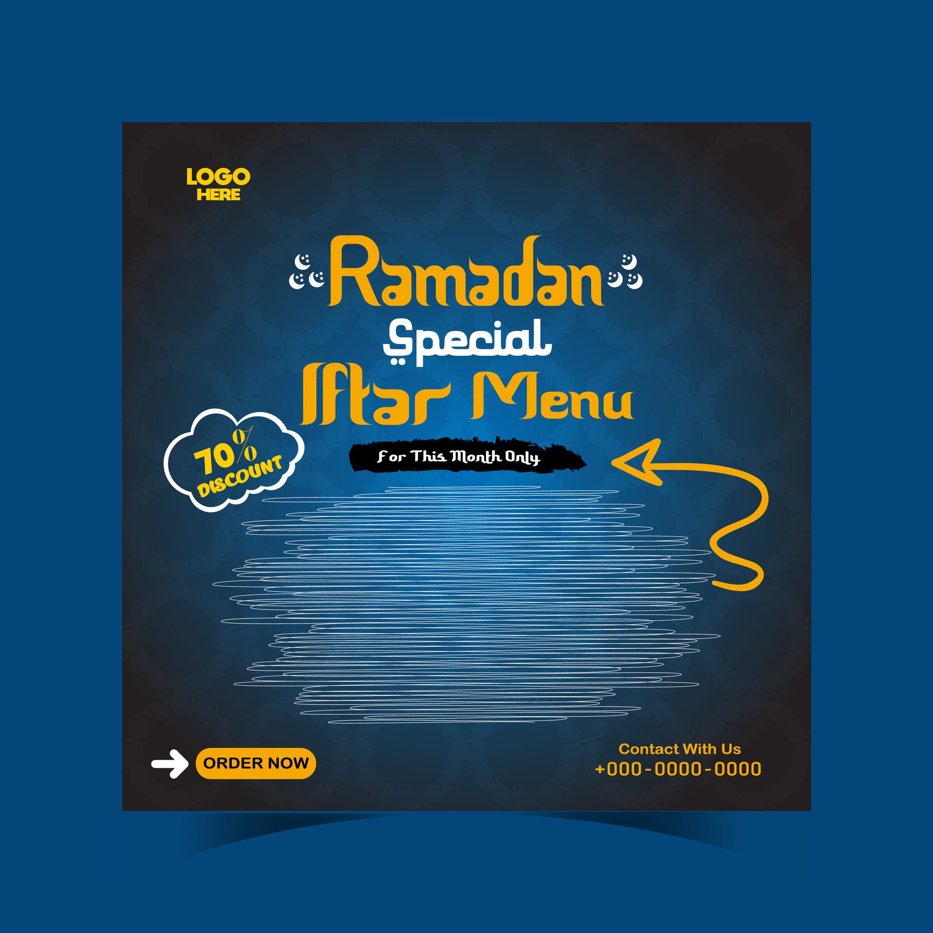 Ramadan iftar menu food post design and social media banner template Free Vector