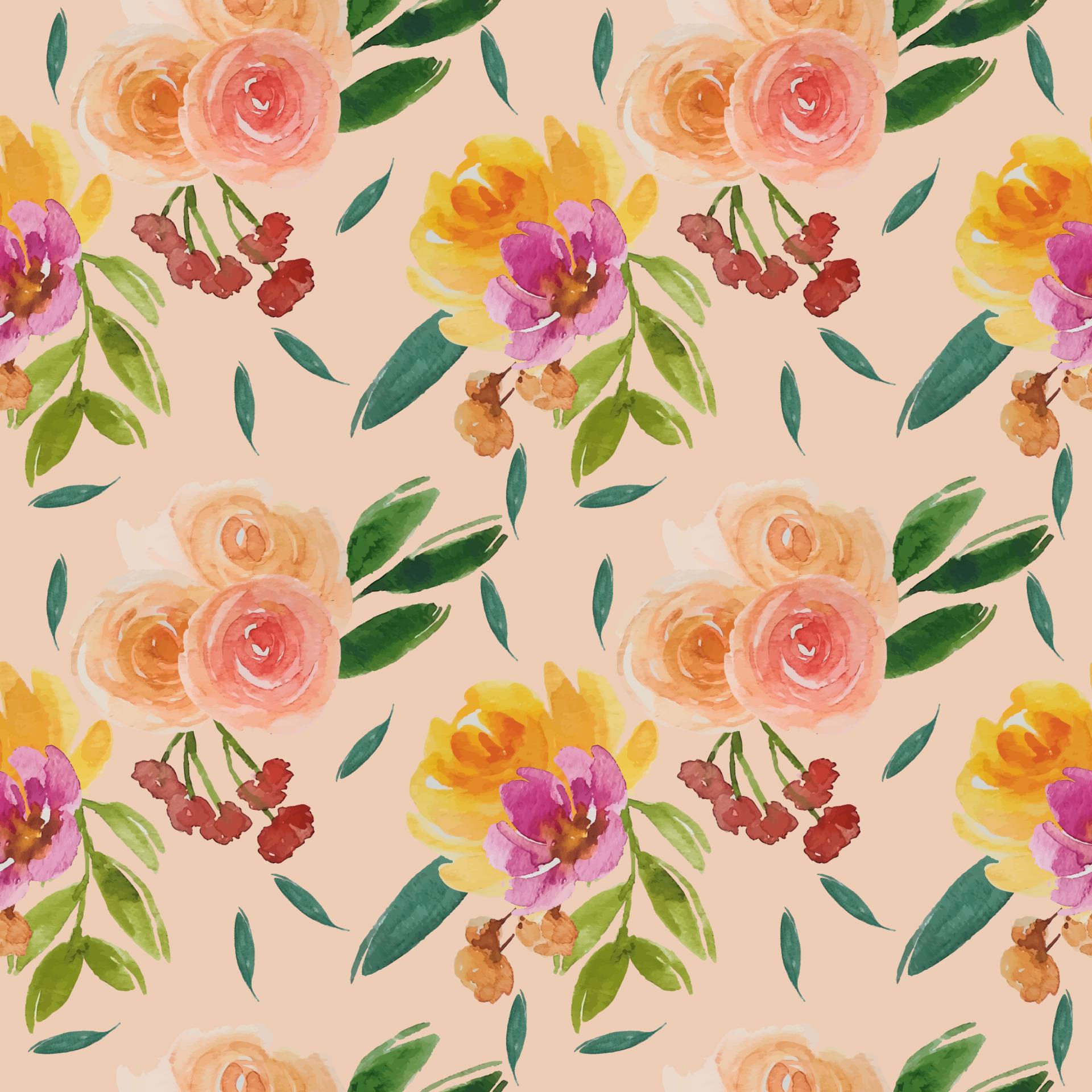 watercolor flower seamless pattern fabric Stock Free