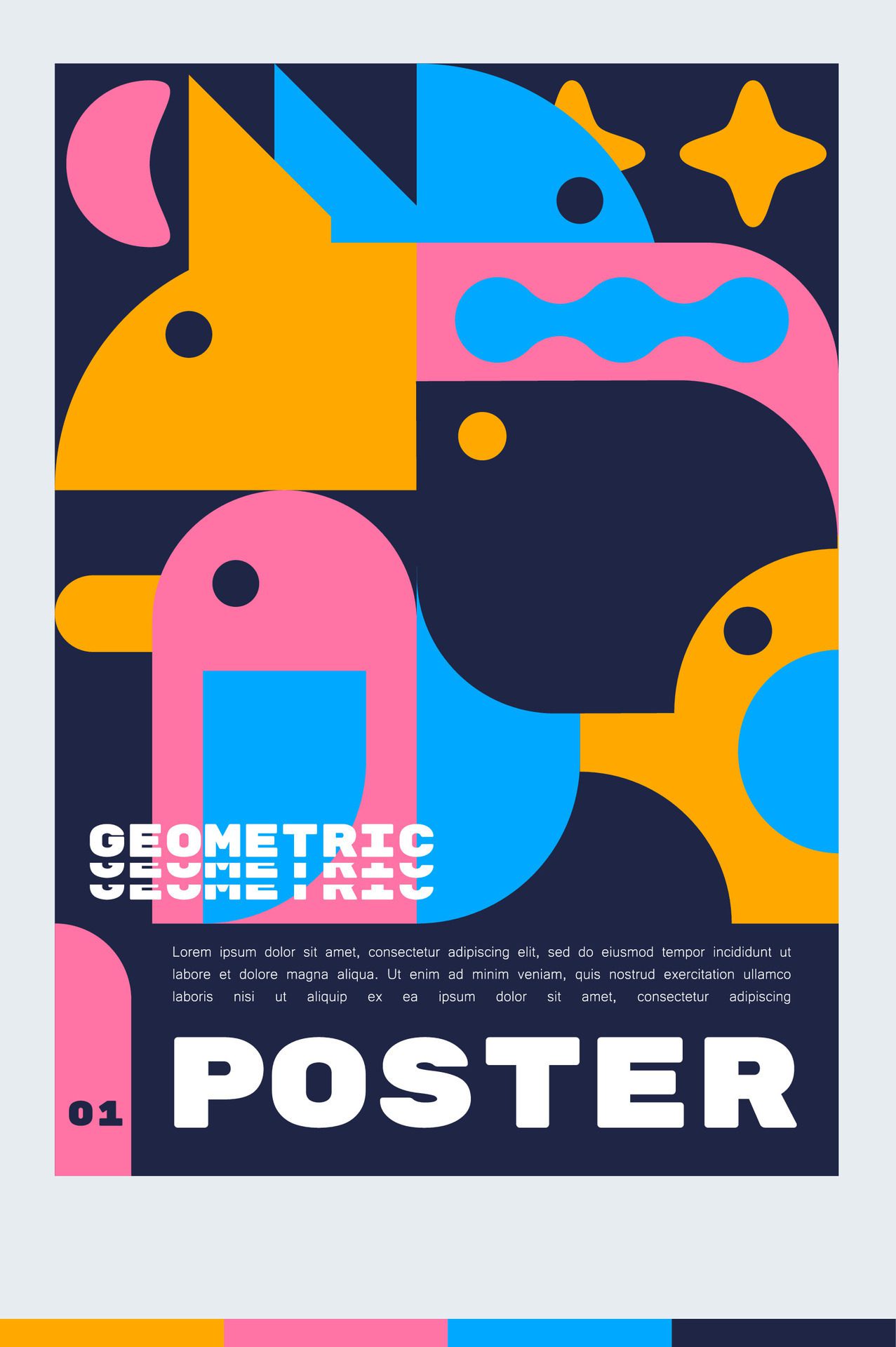 Design template for an A4 poster or banner with a animal geometric. illustration shape. minimalist and Scandinavian design style. Free Vector