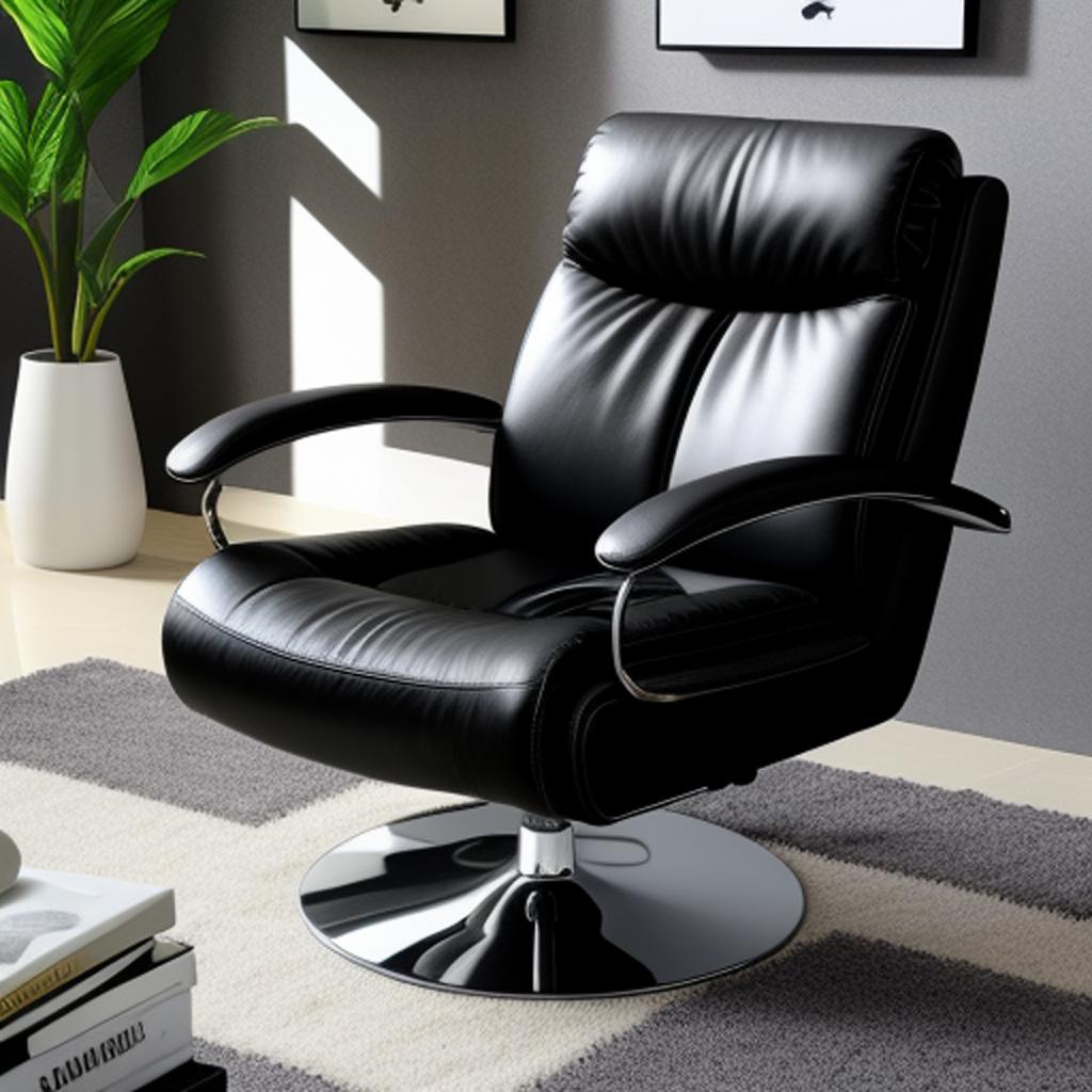 Black leather chair by by @ai_generated