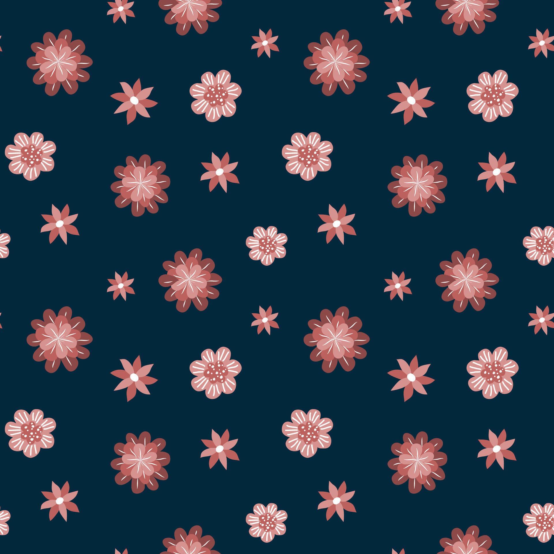 Hand drawn colorful garden flowers dark vector seamless pattern Stock Free