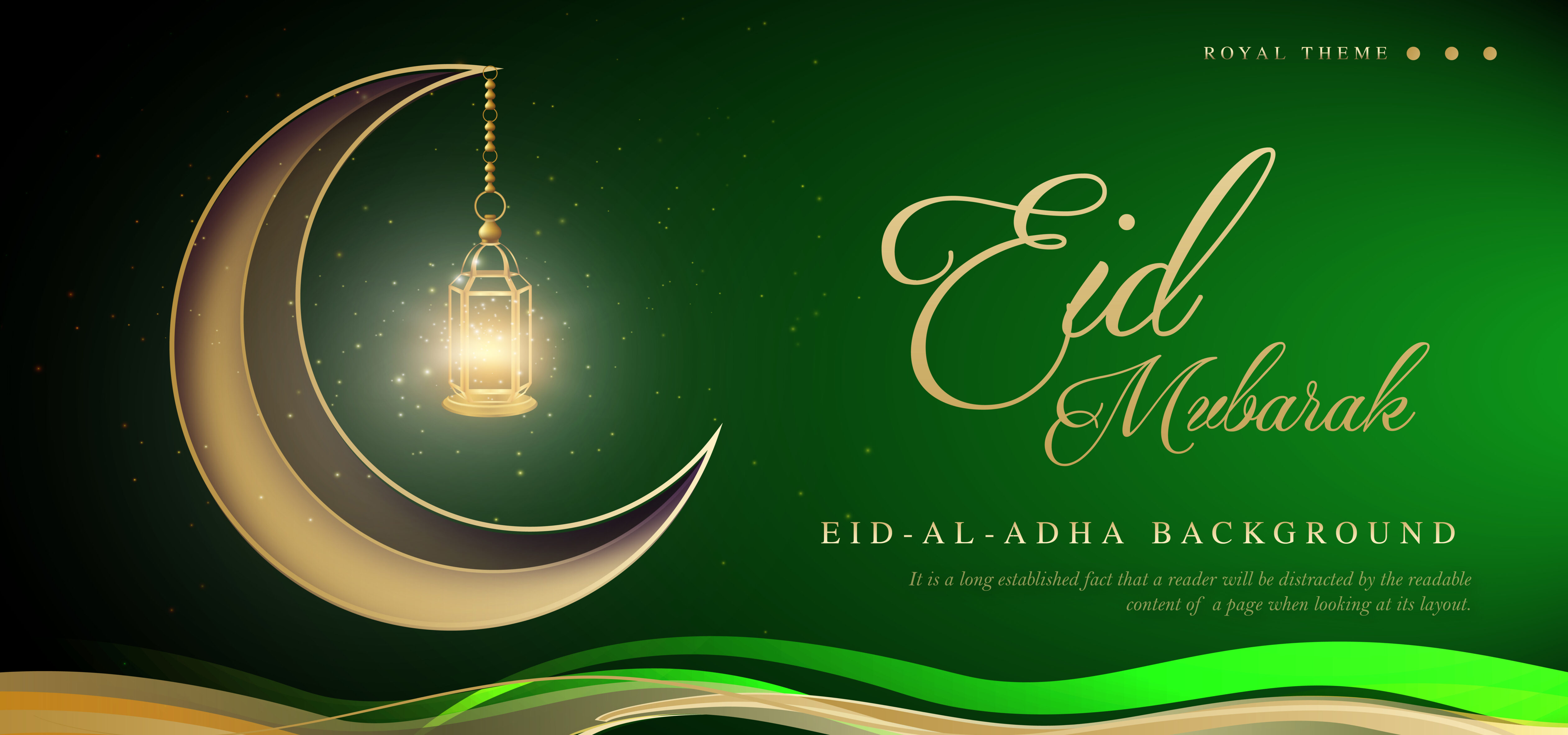 Eid Mubarak Green Royal Luxury Banner Background Free Vector