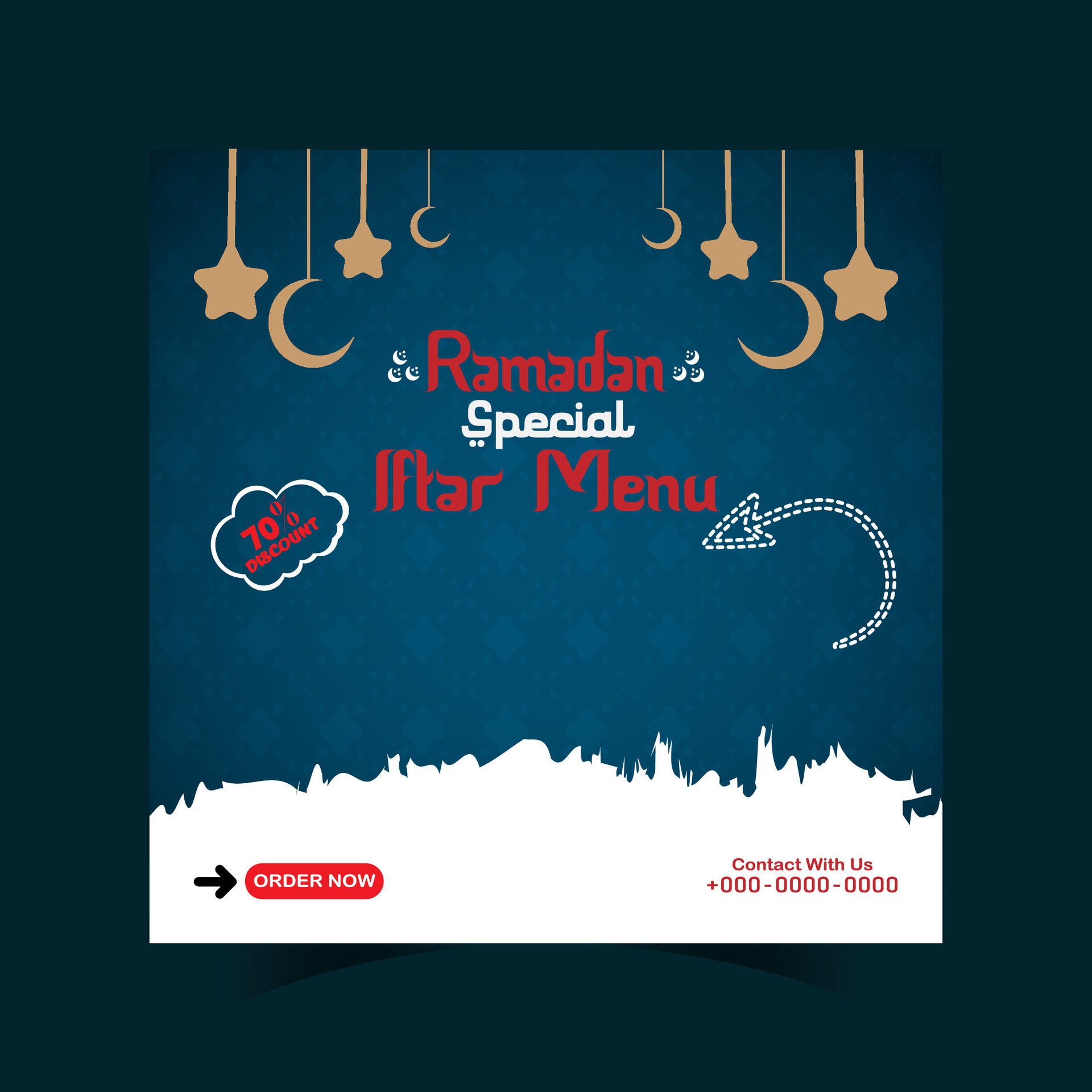 Ramadan iftar menu food post design and social media banner template Free Vector