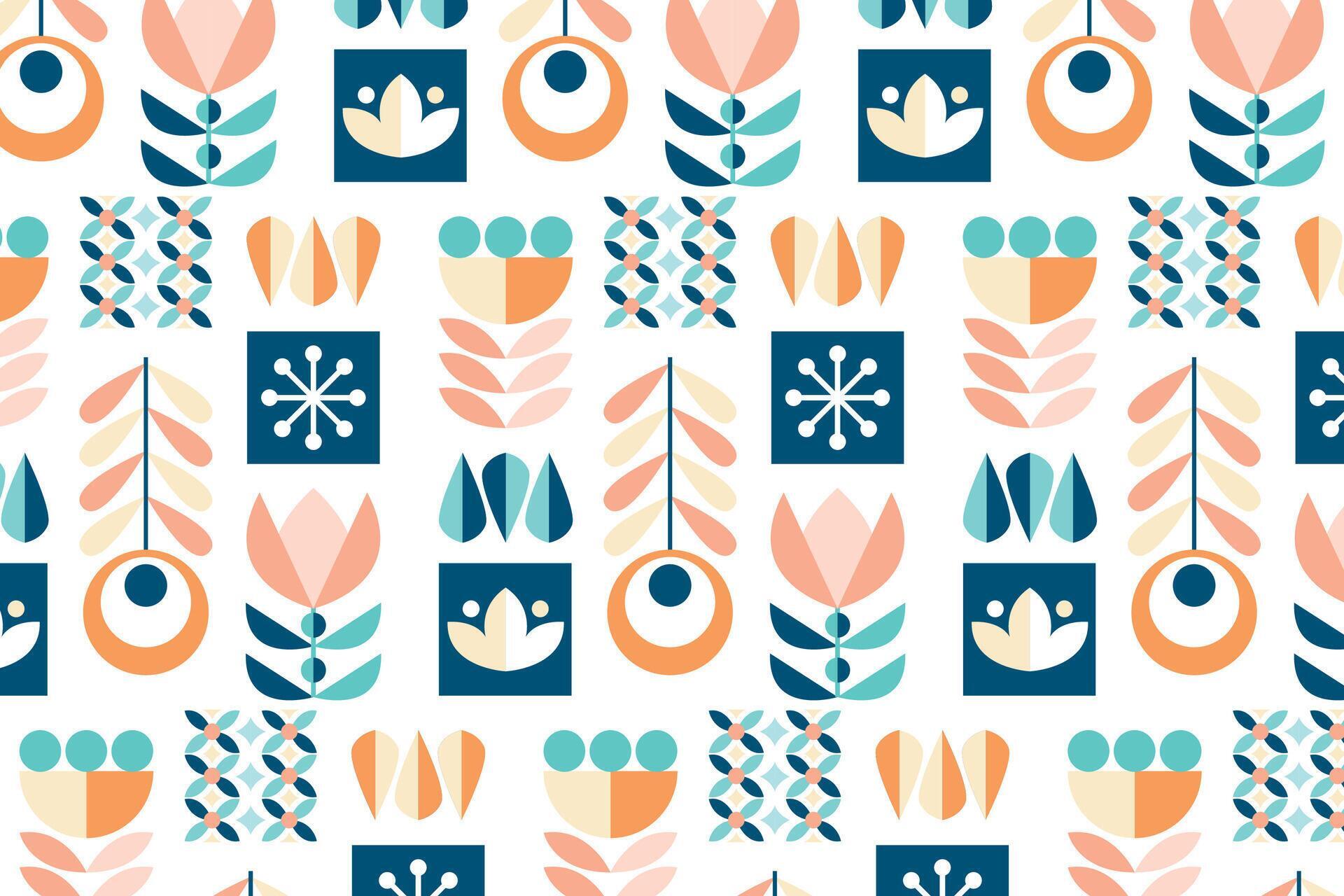 Seamless Pattern Geometric Flower Vector Illustration Stock Free