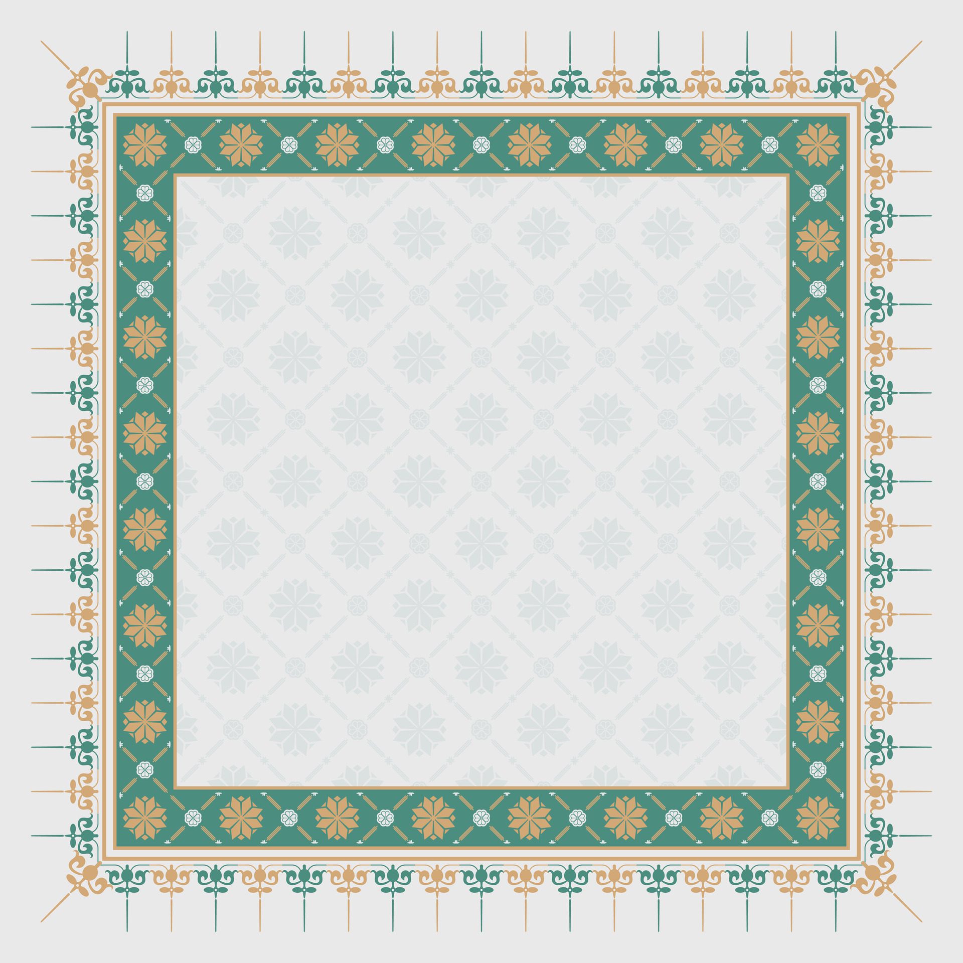 traditional batik pattern background with a decorative frame and a place for text Free Vector