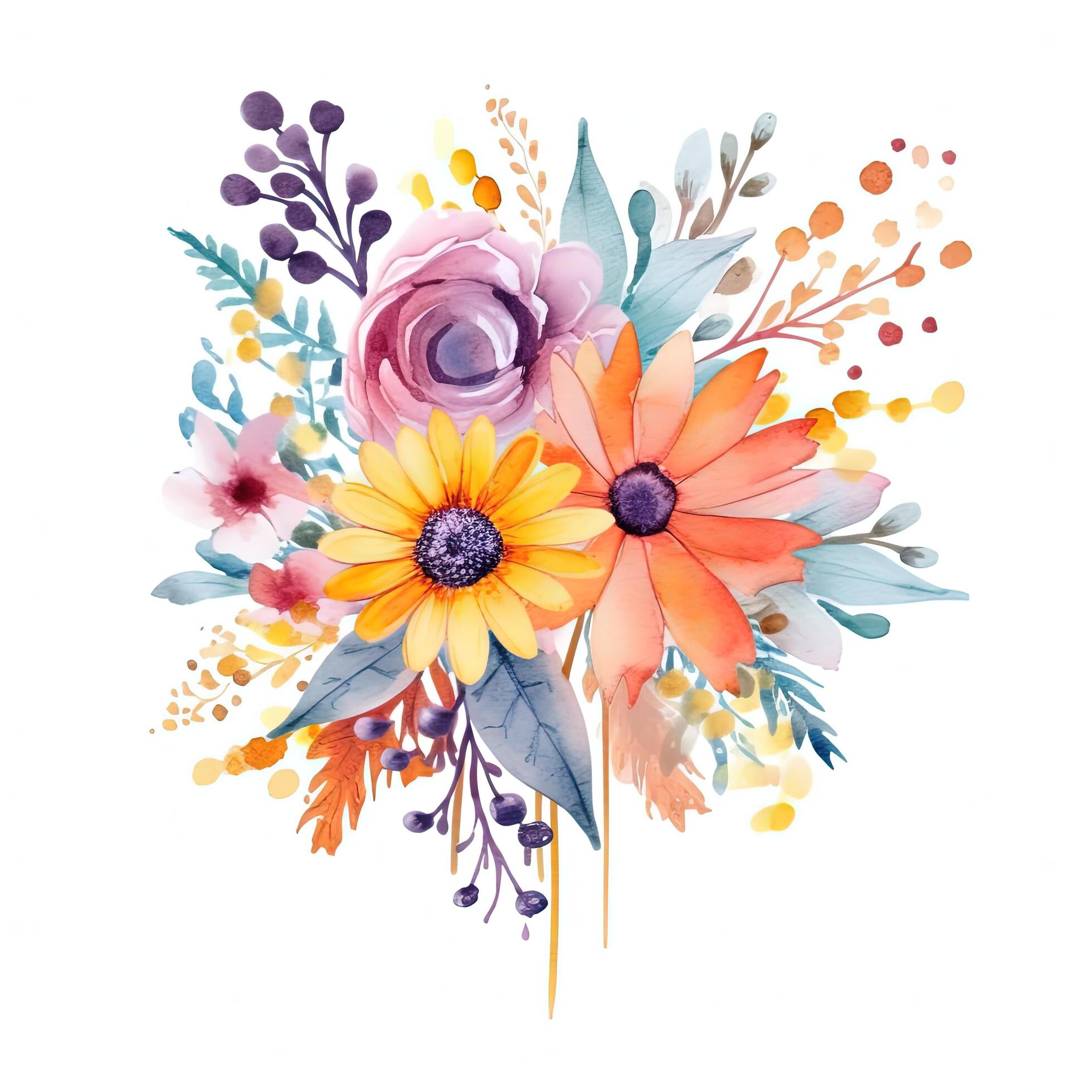 Watercolor flower bouquet. Illustration Stock Free