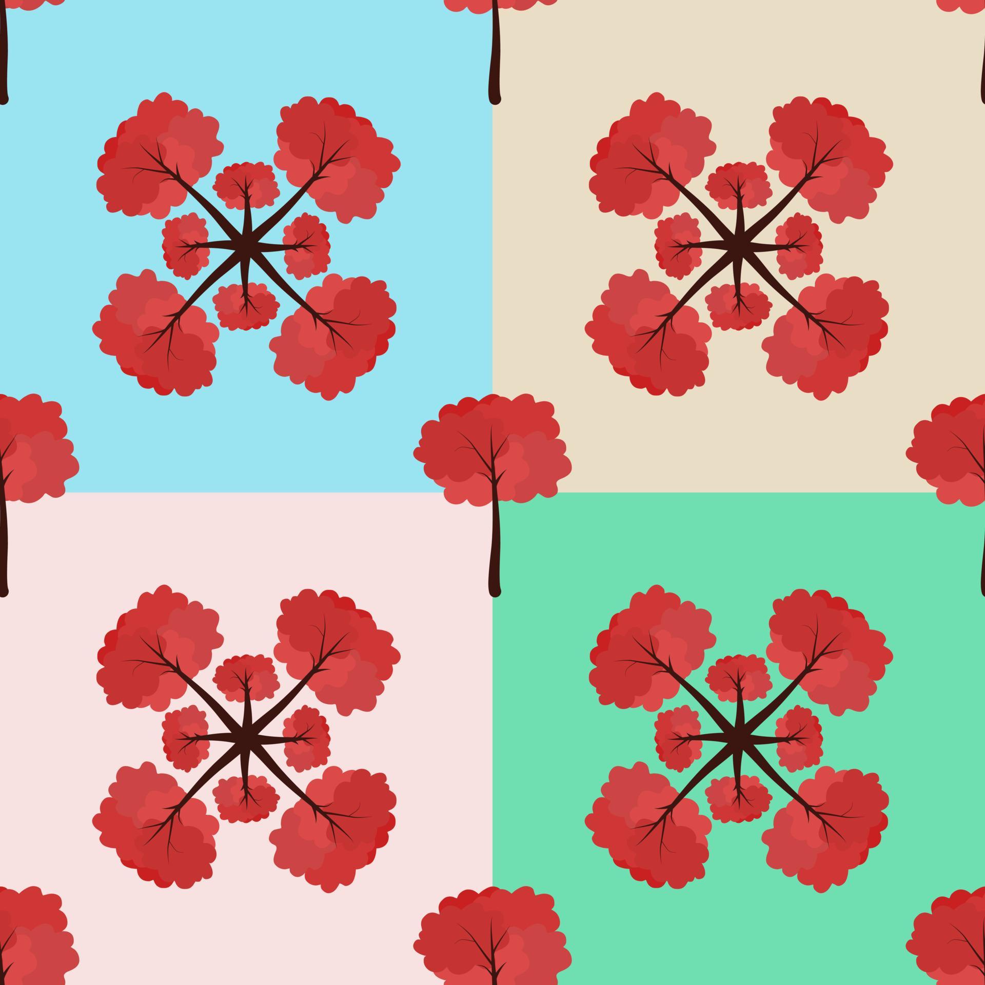 Seamless vector tropical pattern depicting trees or flower on the bright background Stock Free