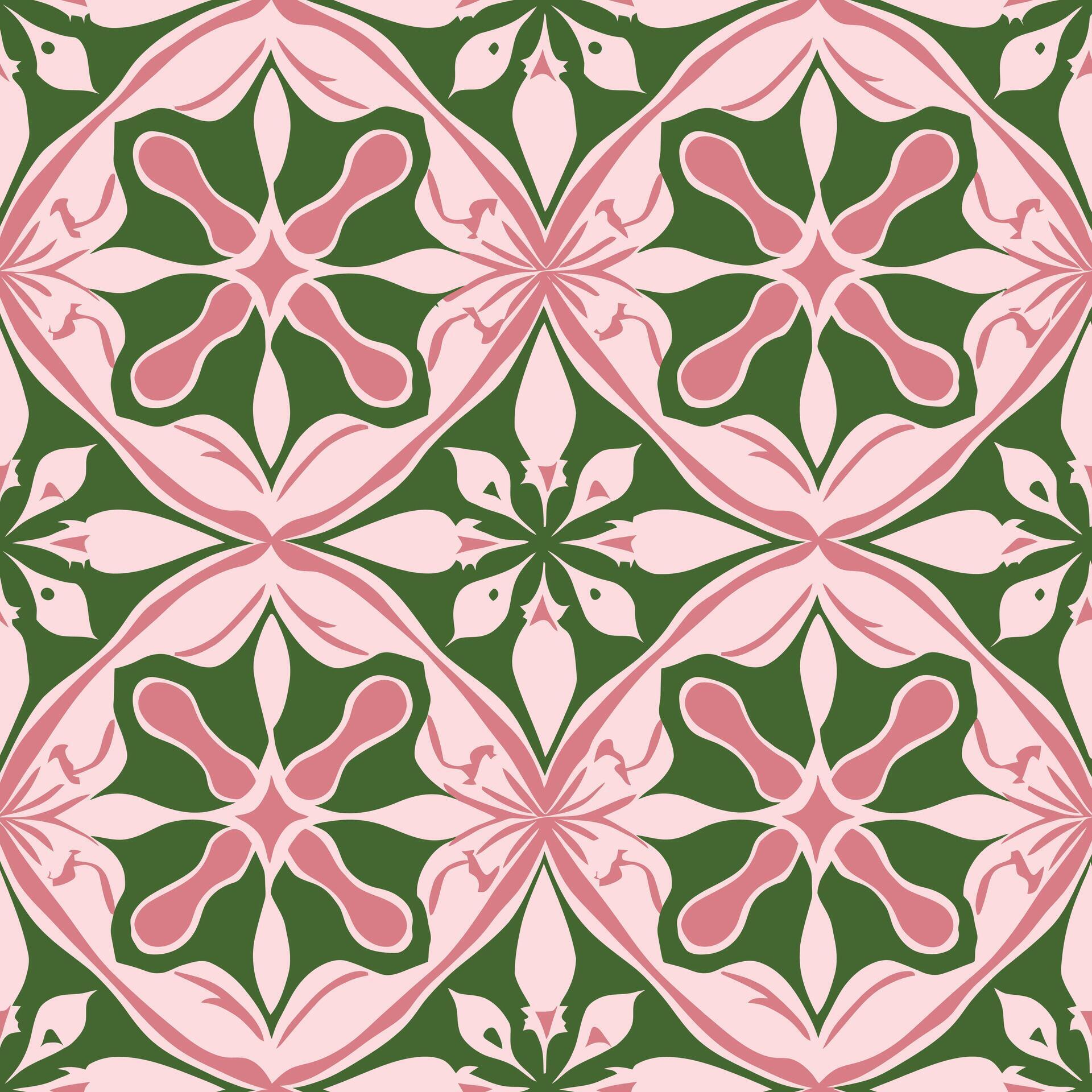 pattern of blooming flowers on a green background Stock Free