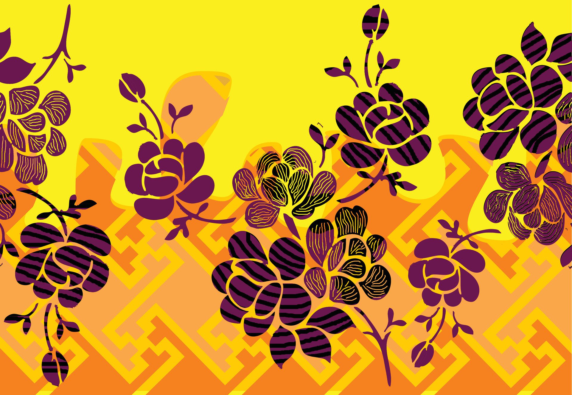 Indonesian batik motifs with very distinctive plant patterns Free Vector