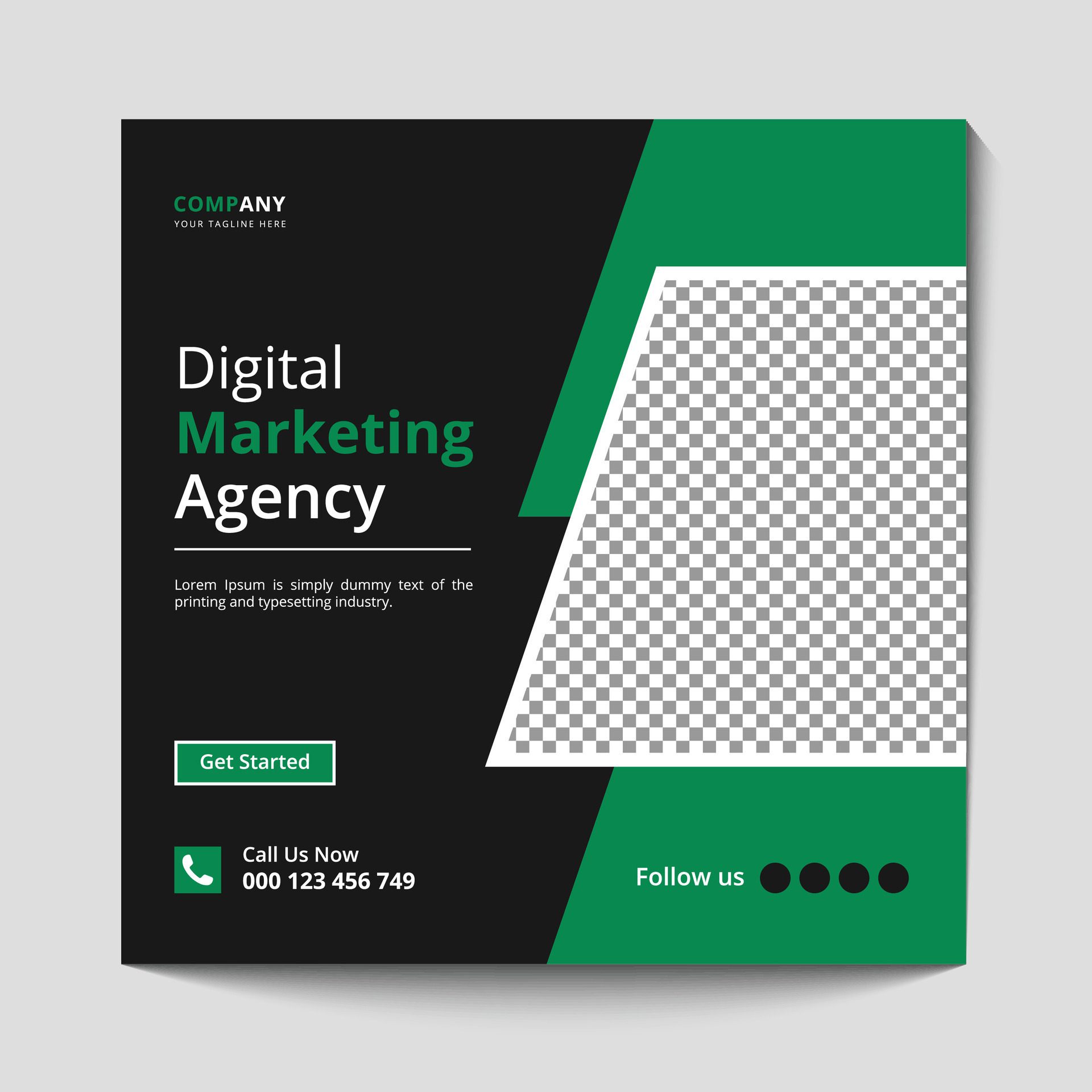 Marketing Agency Social Media Post, Digital Marketing Web Banner, Corporate Square Flyer Template banner Free Vector