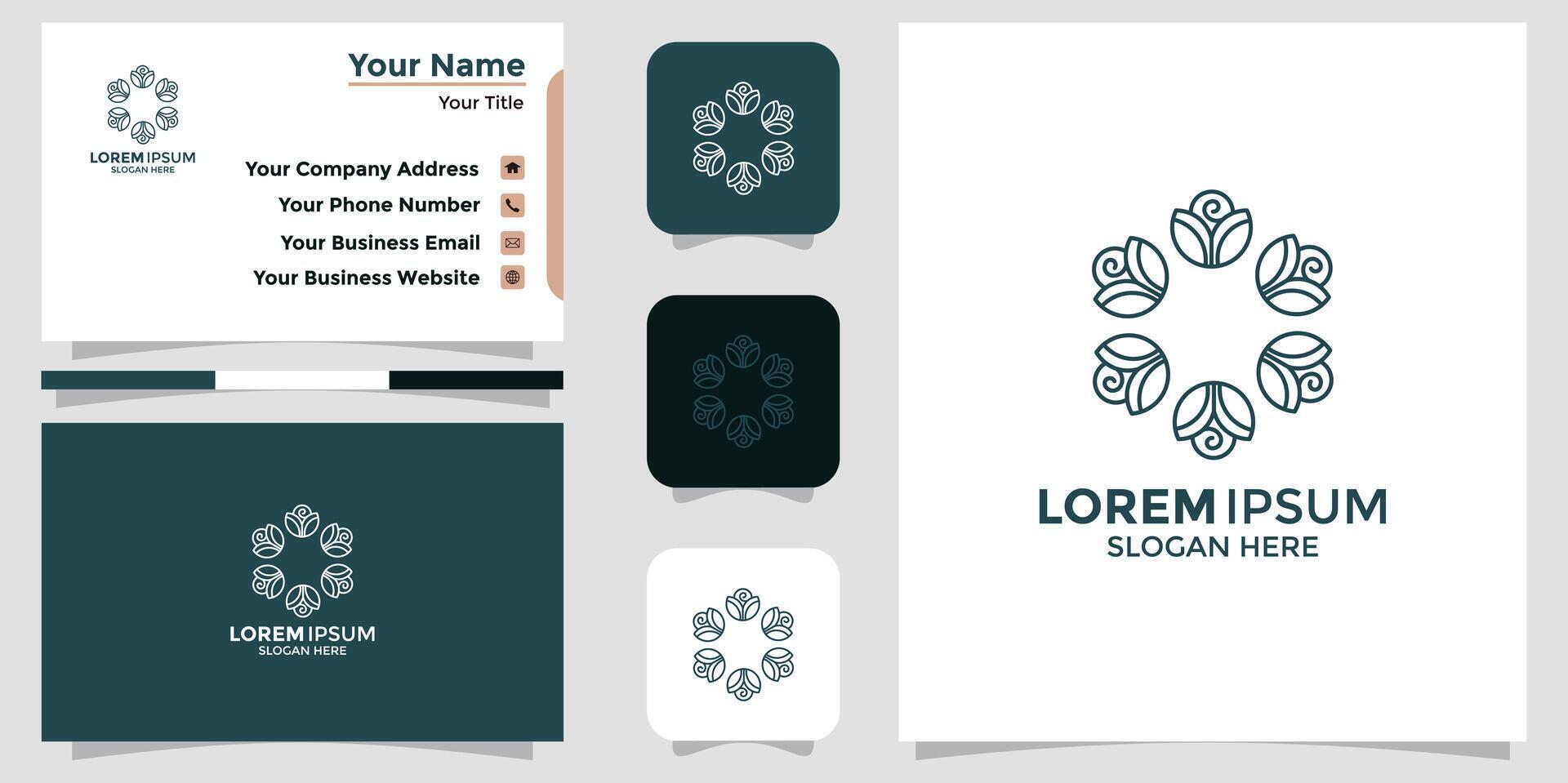 Abstract elegant flower logo icon and business card Stock Free