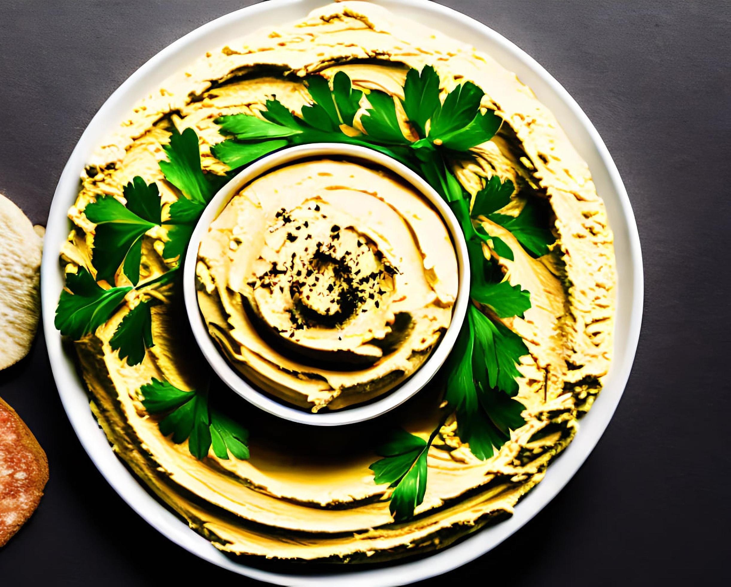 Healthy food. Traditional freshly made organic hummus. Stock Free