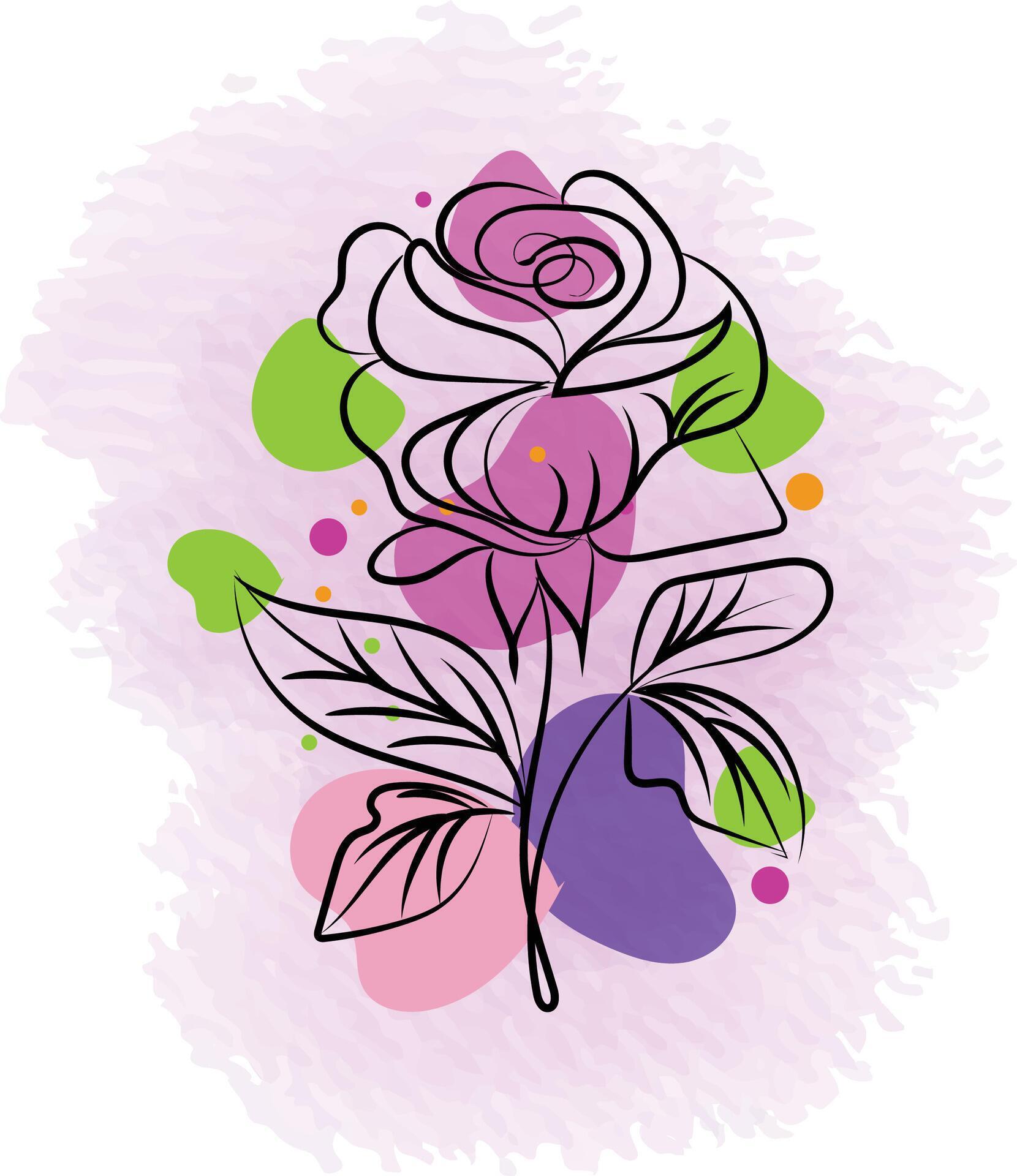 Flower Line Art design Stock Free