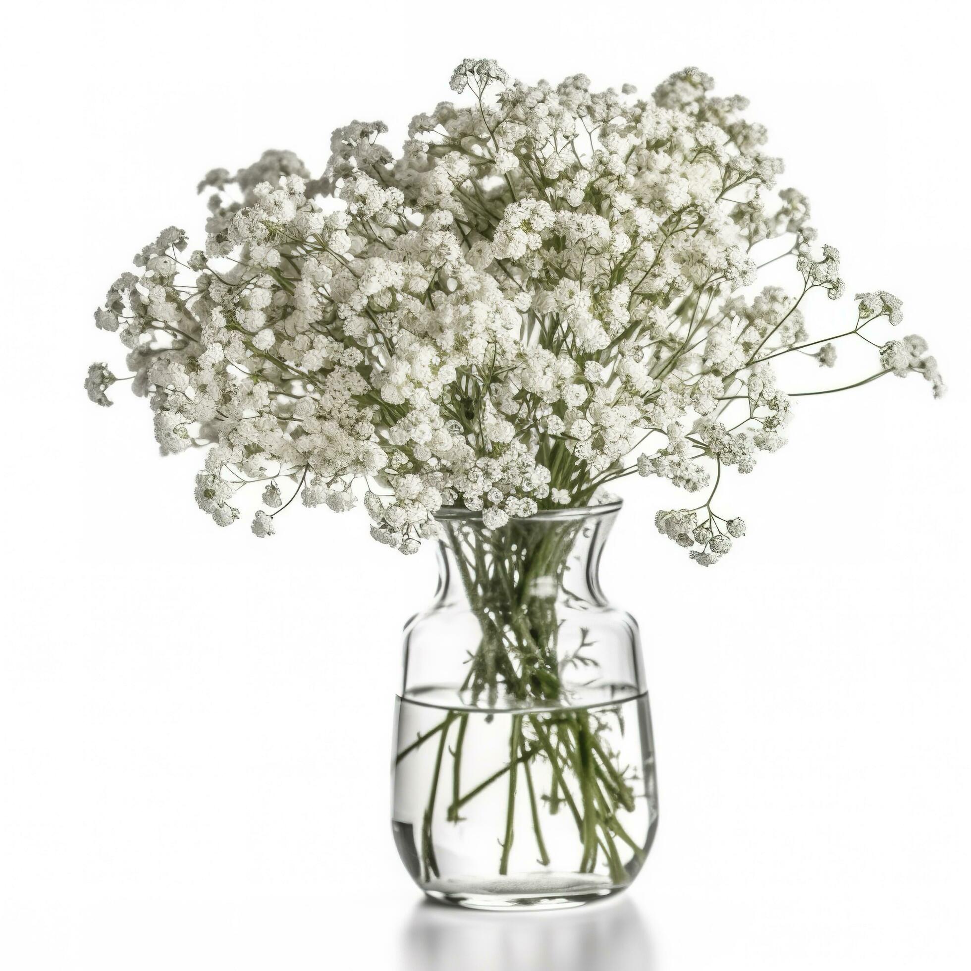 Gypsophila flowers isolated on white background, generate ai Stock Free