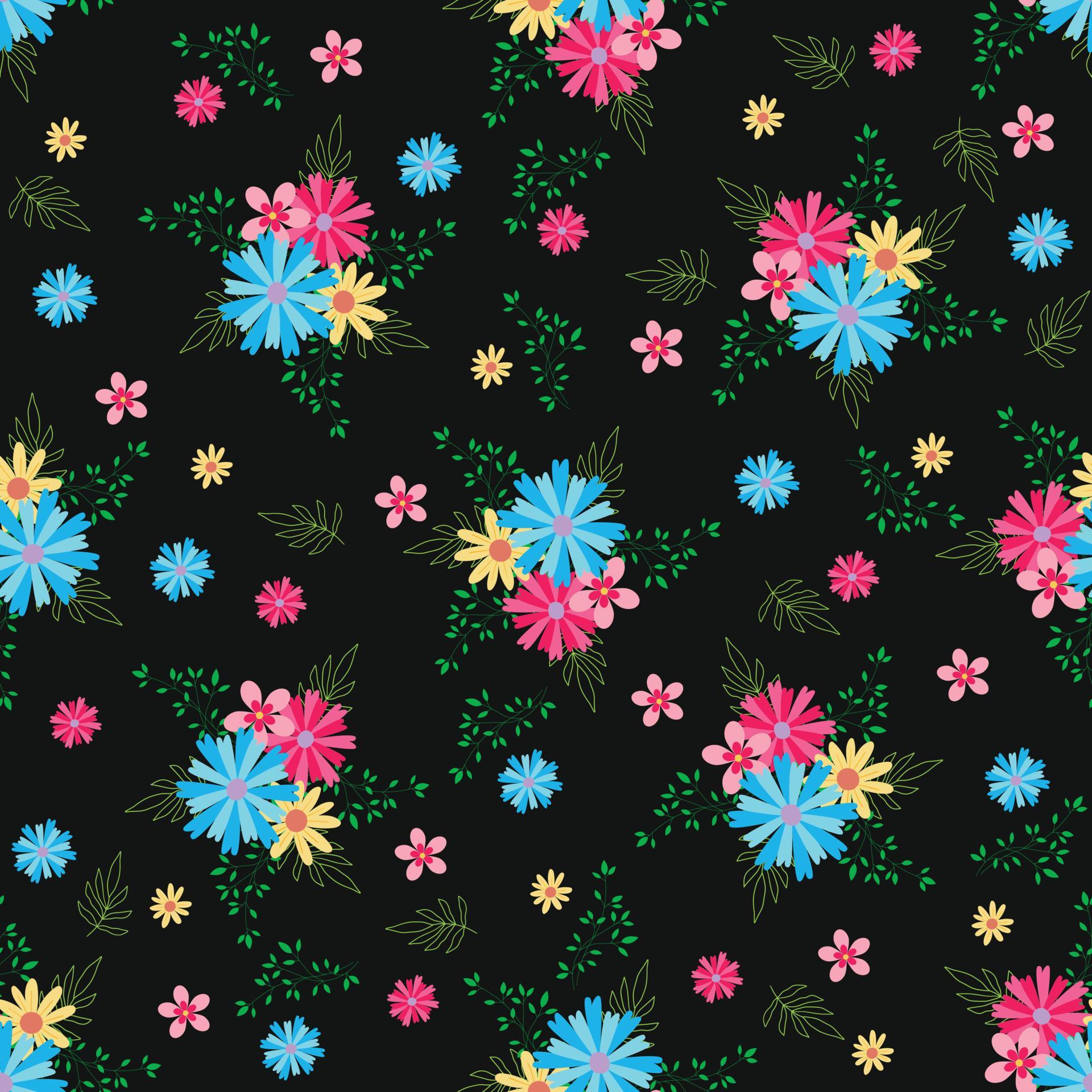 Floral seamless pattern Hand drawn colorful flowers Natural background with colorful painted flowers Stock Free